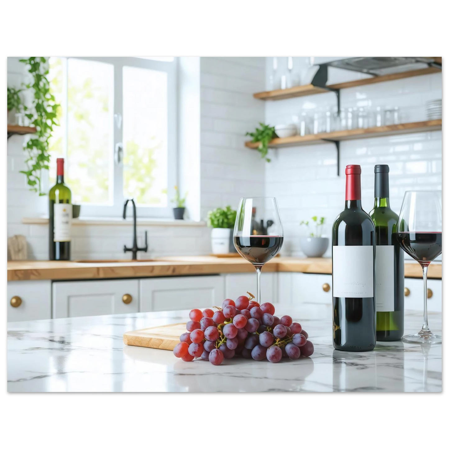 Wandbild wein trauben elegantes kuechenambiente fuer ihr zuhause