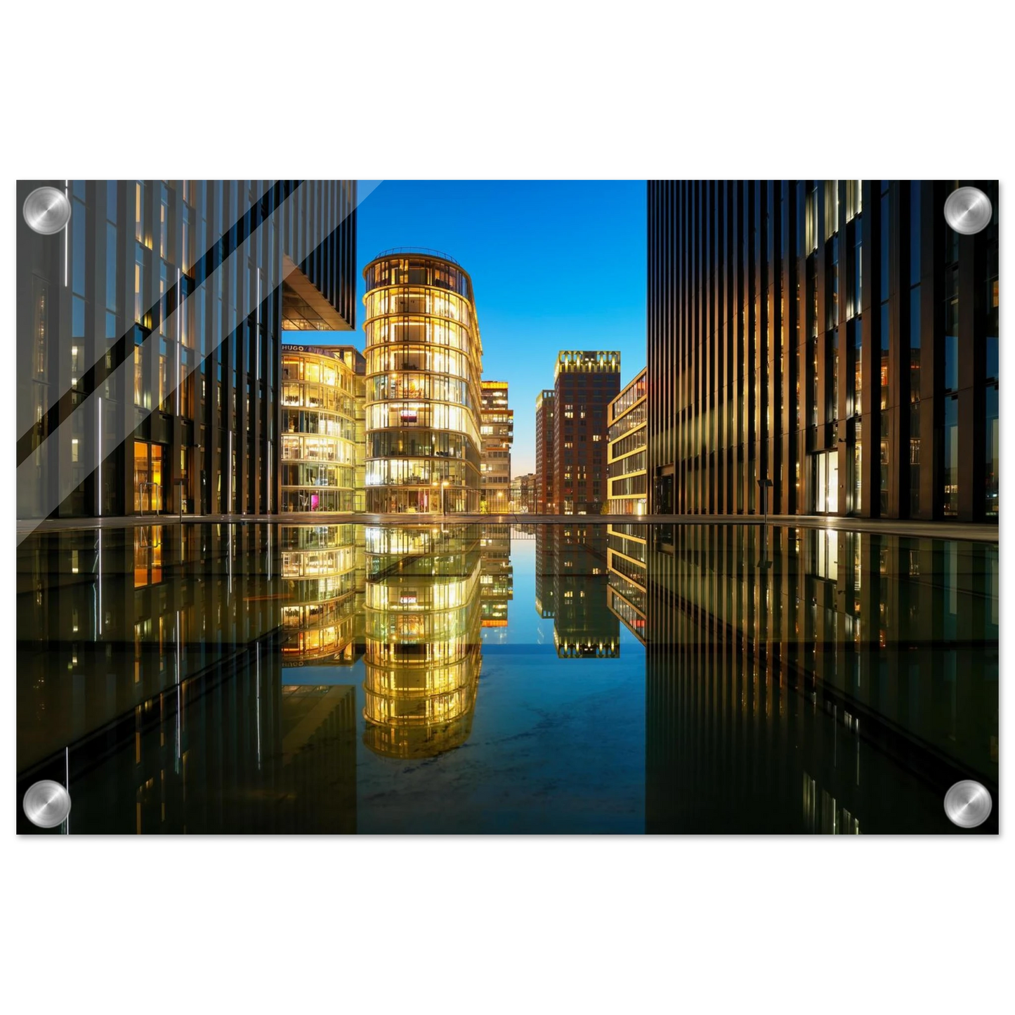 Wandbild naechtliche metropole futuristische stadtlandschaft als premium wandbild in vielen groessen