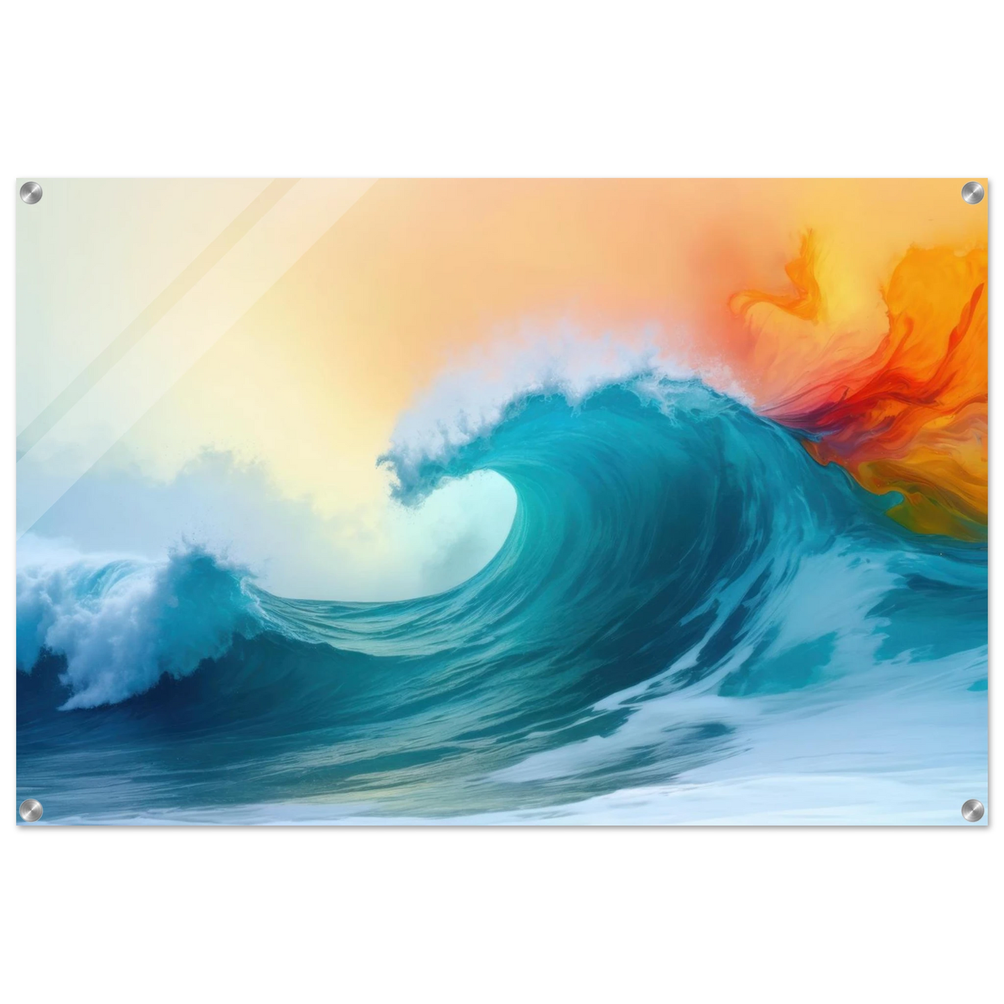 Wandbild kraftvolle welle farbenfrohes ozean kunstwerk in verschiedenen groessen