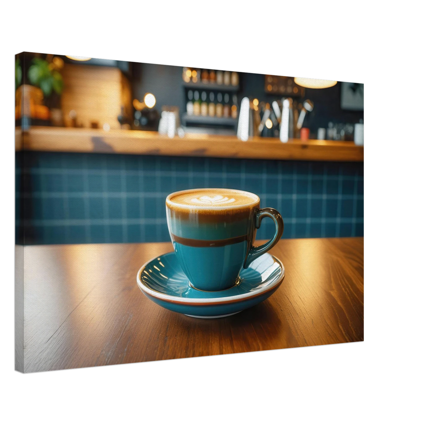 Wandbild deep teal latte einladende kaffeehaus atmosphaere fuer ihr zuhause in vielen groessen