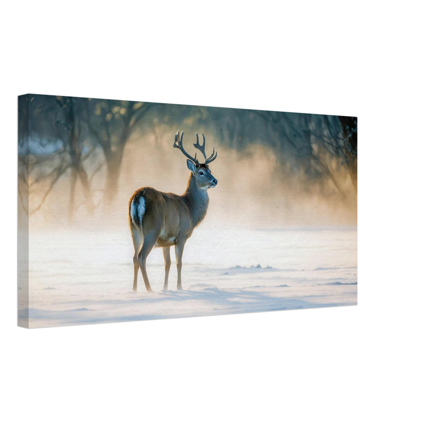 Wandbild majestaetischer hirsch im winterwunderland verwandeln sie ihr zuhause in eine ruhige landschaft