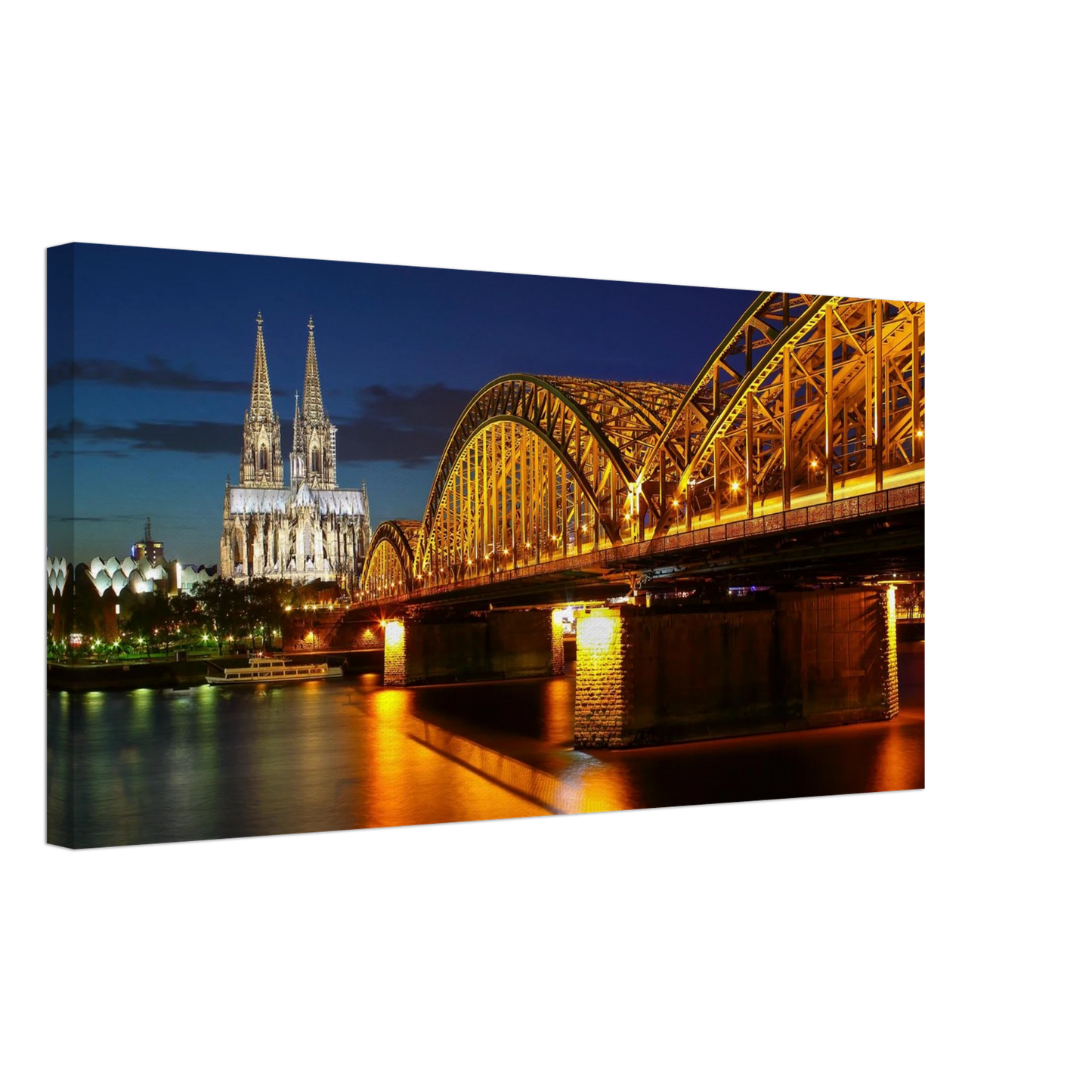 Wandbild koelner dom hohenzollernbruecke bei nacht majestaetisches stadtnachtlicht in verschiedenen groessen
