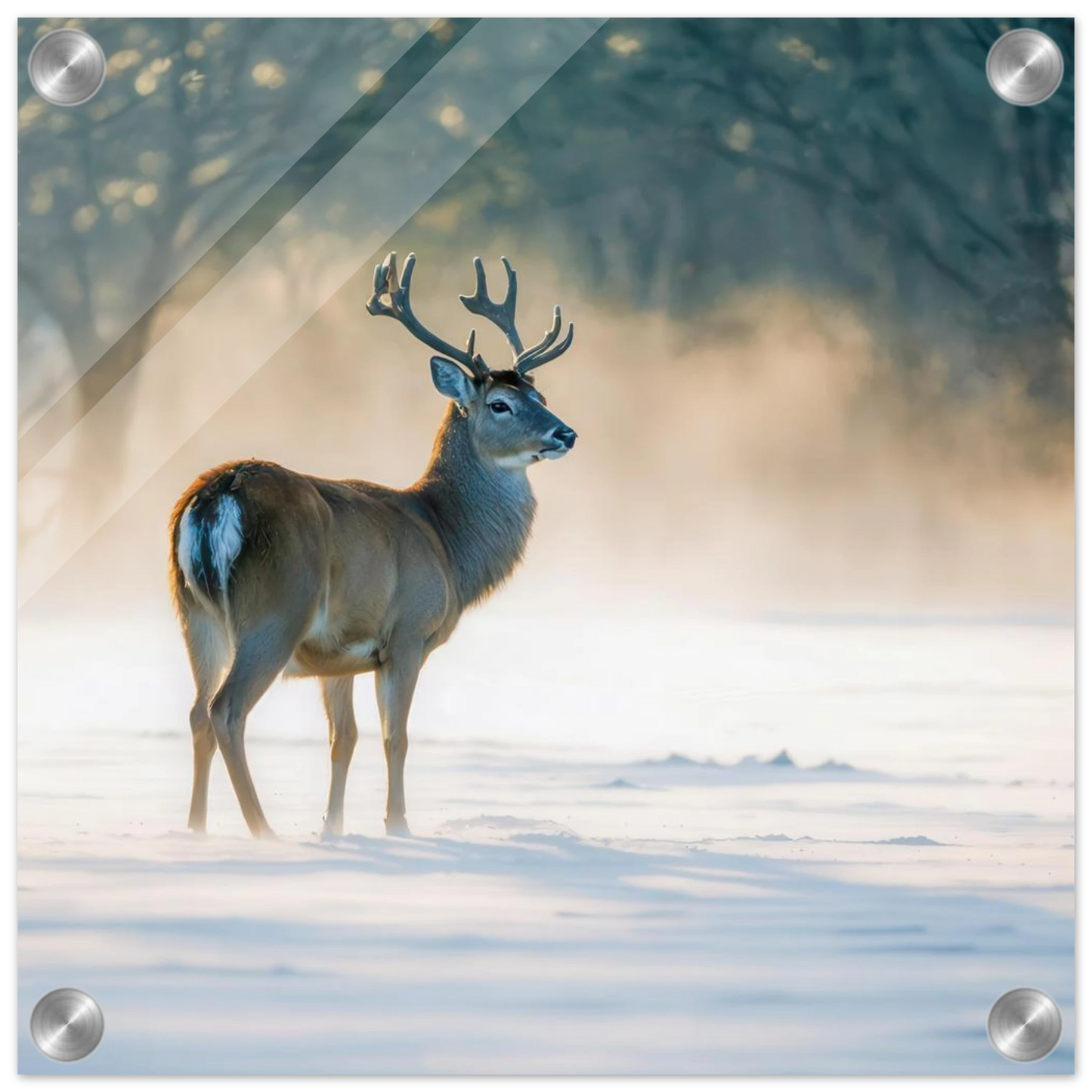 Wandbild majestaetischer hirsch im winterwunderland verwandeln sie ihr zuhause in eine ruhige landschaft