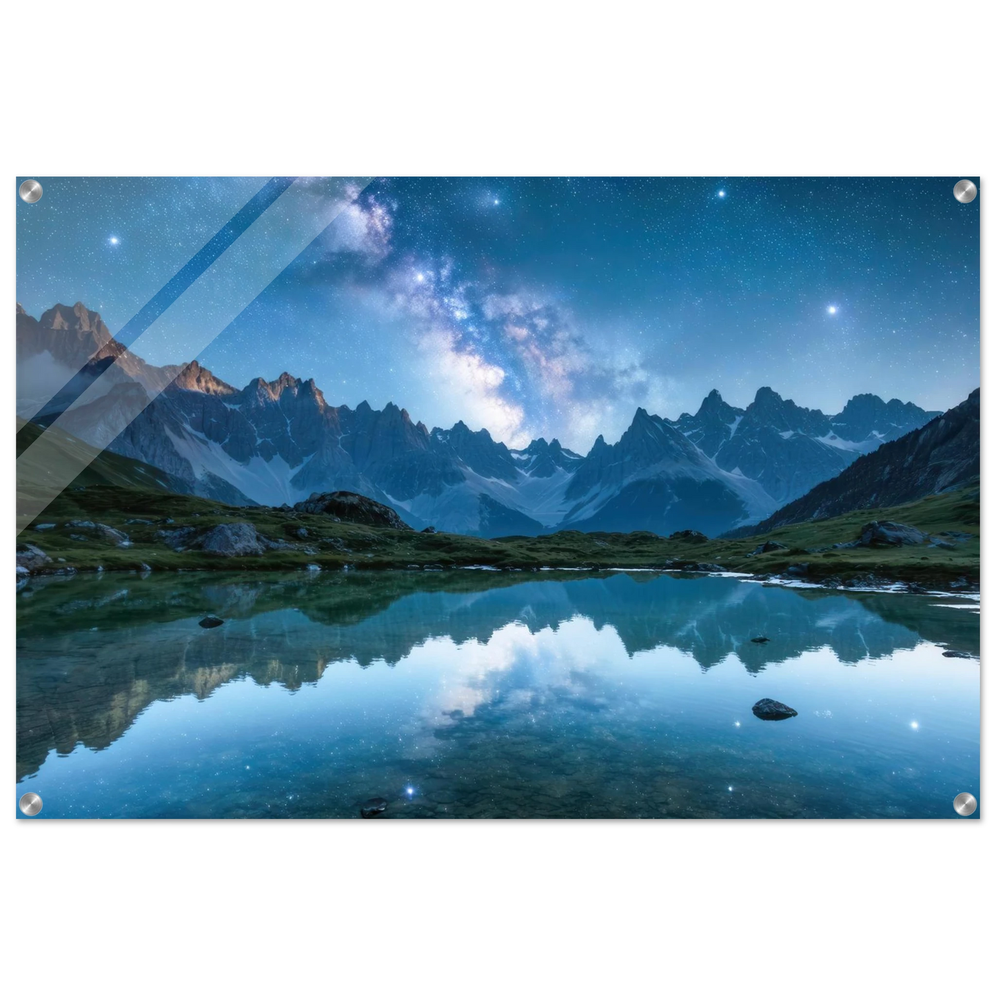 Wandbild himmlische bergspiegelung majestic milky way reflected in alpine lake your choice of sizes