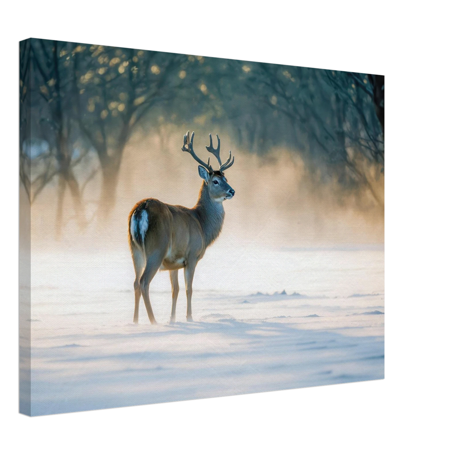 Wandbild majestaetischer hirsch im winterwunderland verwandeln sie ihr zuhause in eine ruhige landschaft