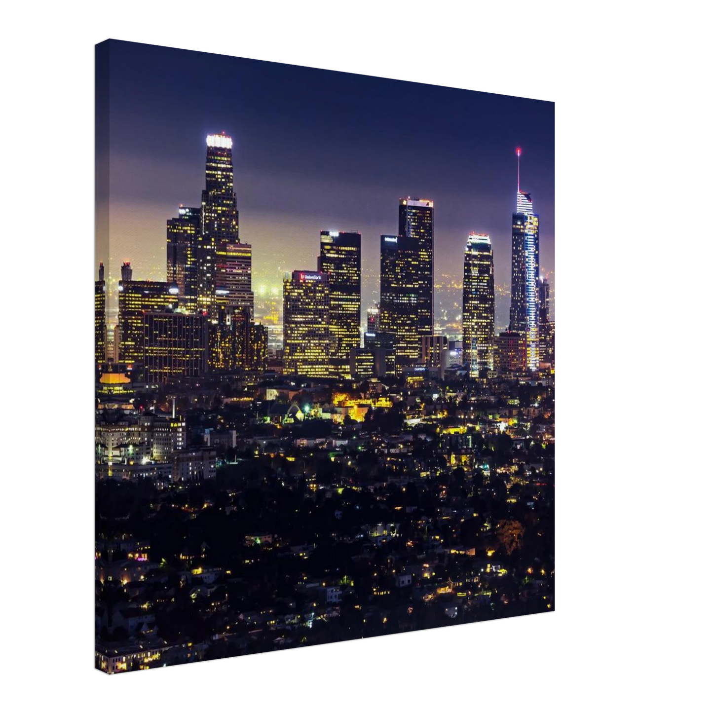 Wandbild funkelnde skyline bei nacht city lights kunstdruck in vielen groessen