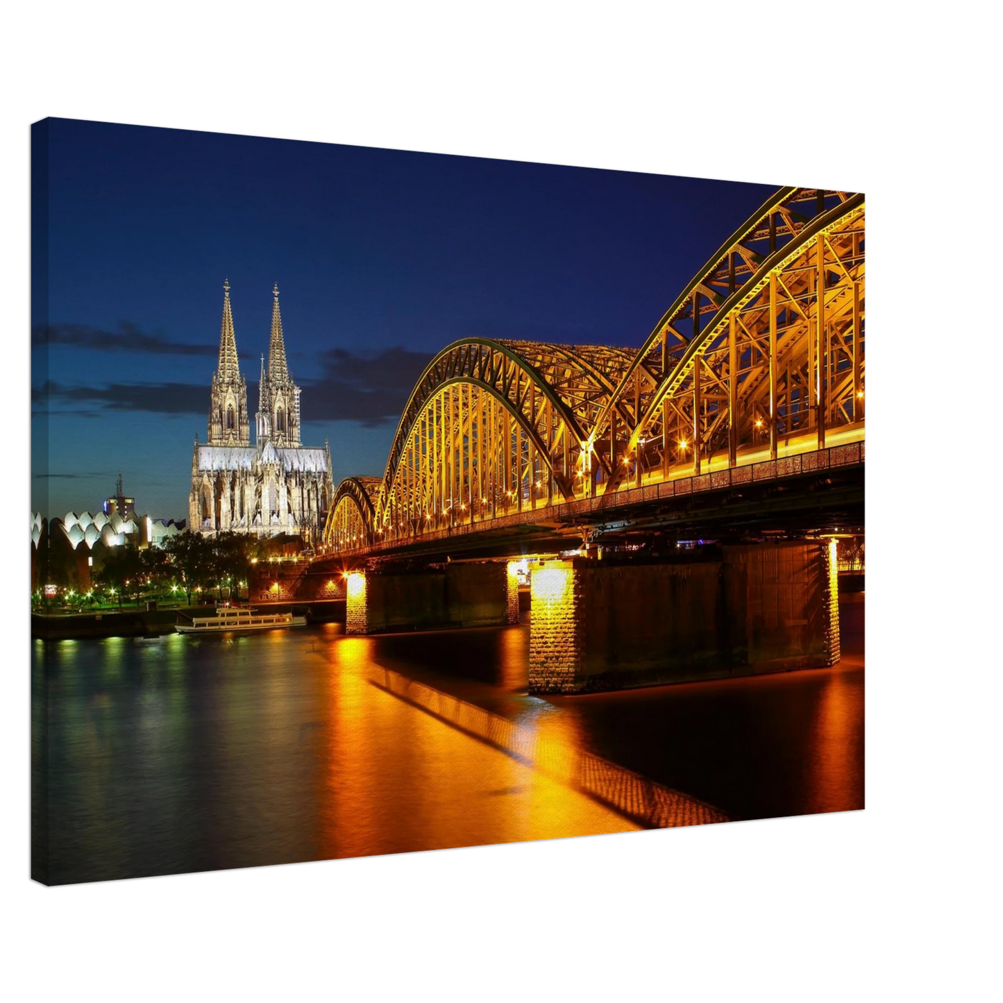 Wandbild koelner dom hohenzollernbruecke bei nacht majestaetisches stadtnachtlicht in verschiedenen groessen
