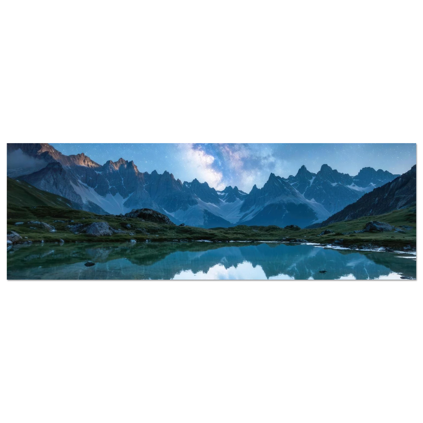 Wandbild himmlische bergspiegelung majestic milky way reflected in alpine lake your choice of sizes
