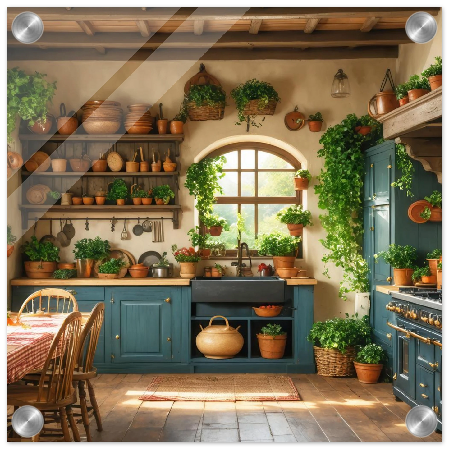 Wandbild rustikale kuechenidylle sonniges landhaus flair fuer ihr zuhause