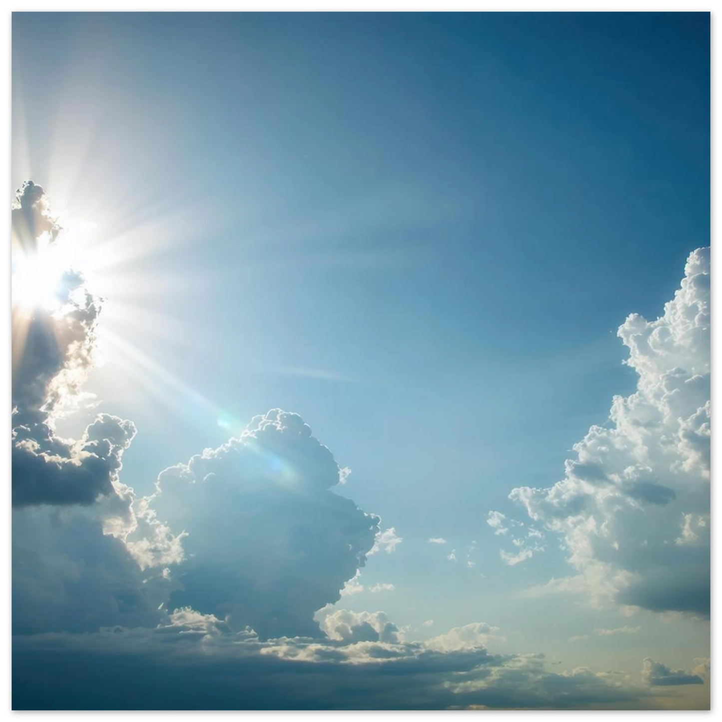Wandbild sonnenstrahlen durch wolken atmosphaerische himmelskunst in verschiedenen groessen