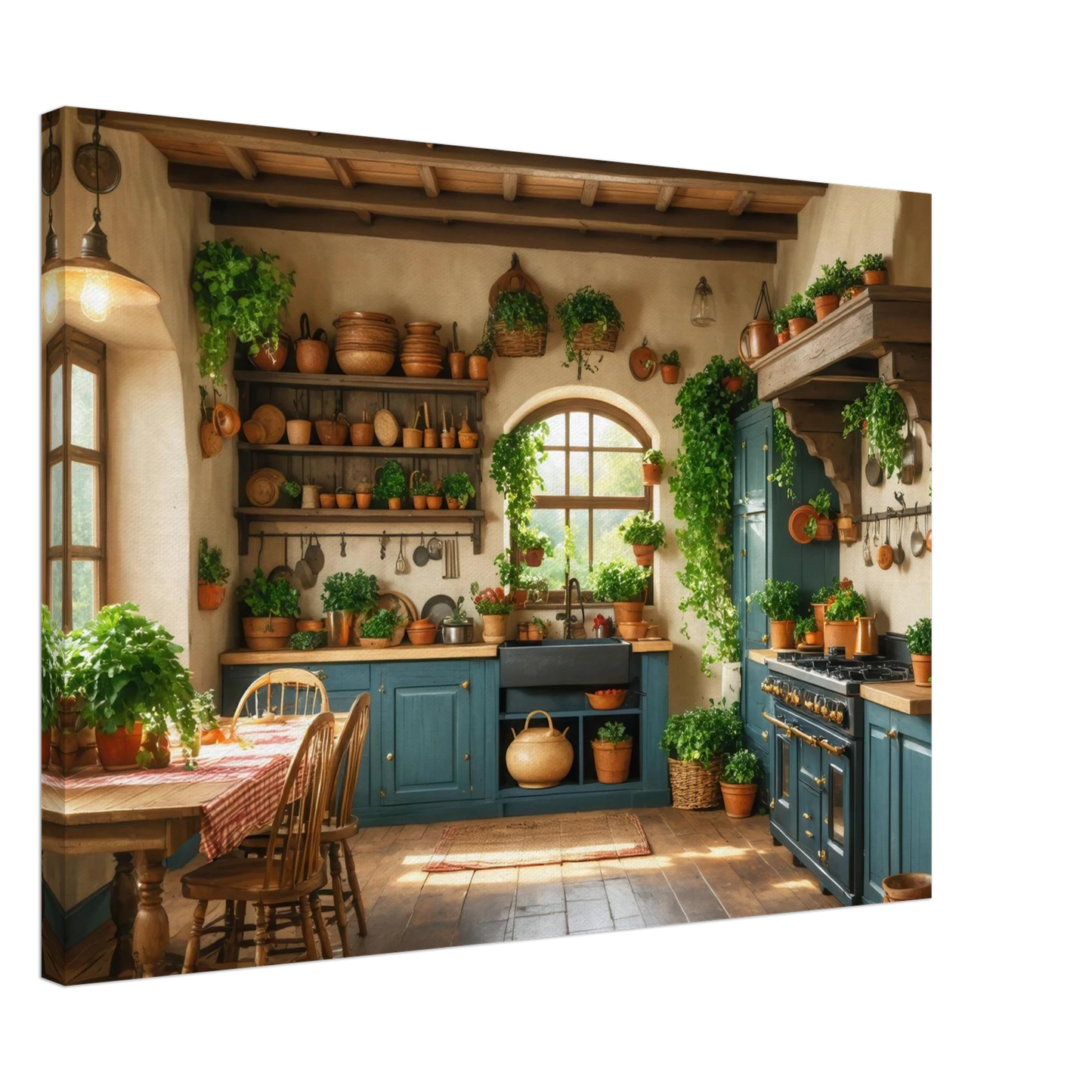 Wandbild rustikale kuechenidylle sonniges landhaus flair fuer ihr zuhause