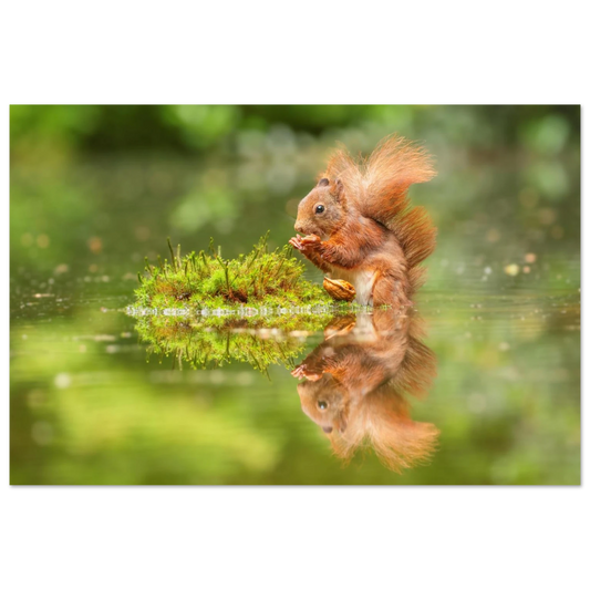 Wandbild bezauberndes eichhoernchen mit nuss ein spiegelbild der natur