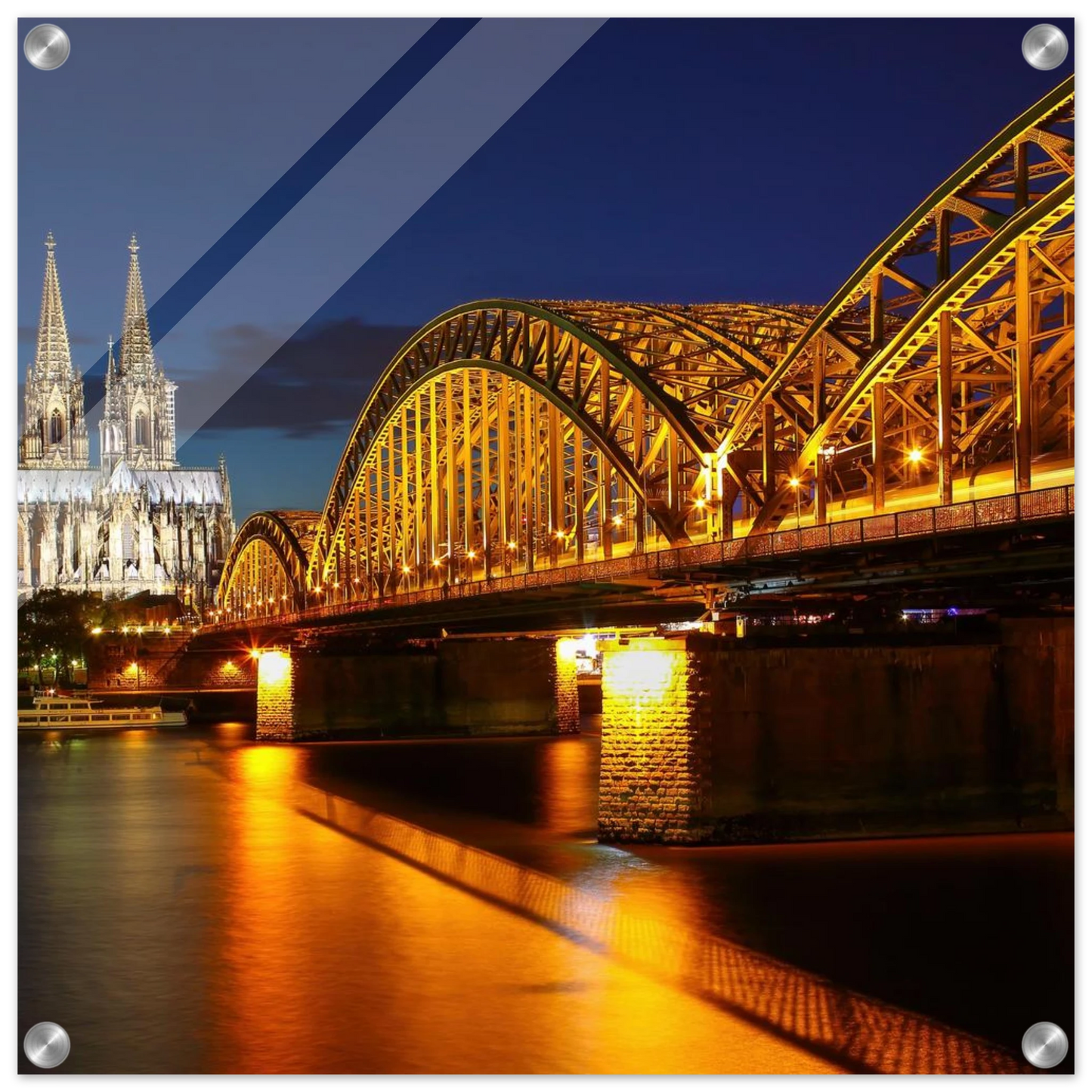 Wandbild koelner dom hohenzollernbruecke bei nacht majestaetisches stadtnachtlicht in verschiedenen groessen