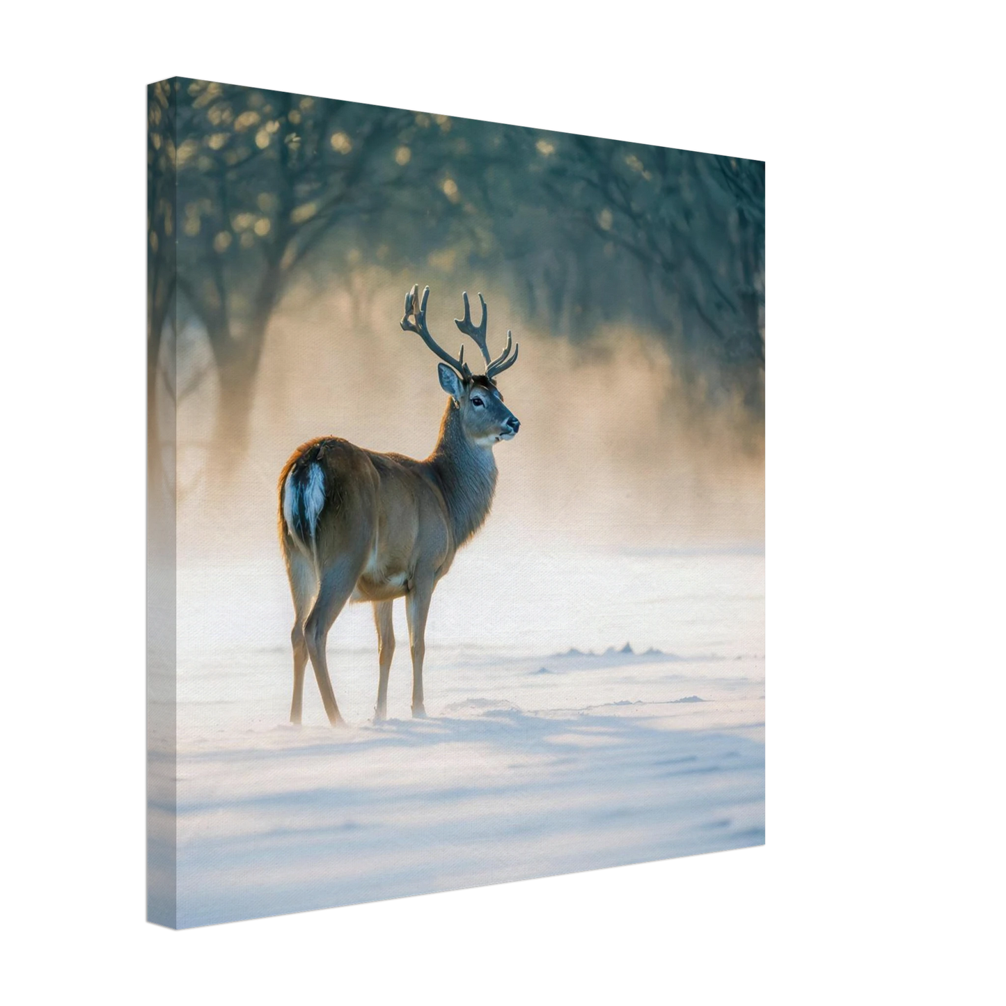 Wandbild majestaetischer hirsch im winterwunderland verwandeln sie ihr zuhause in eine ruhige landschaft