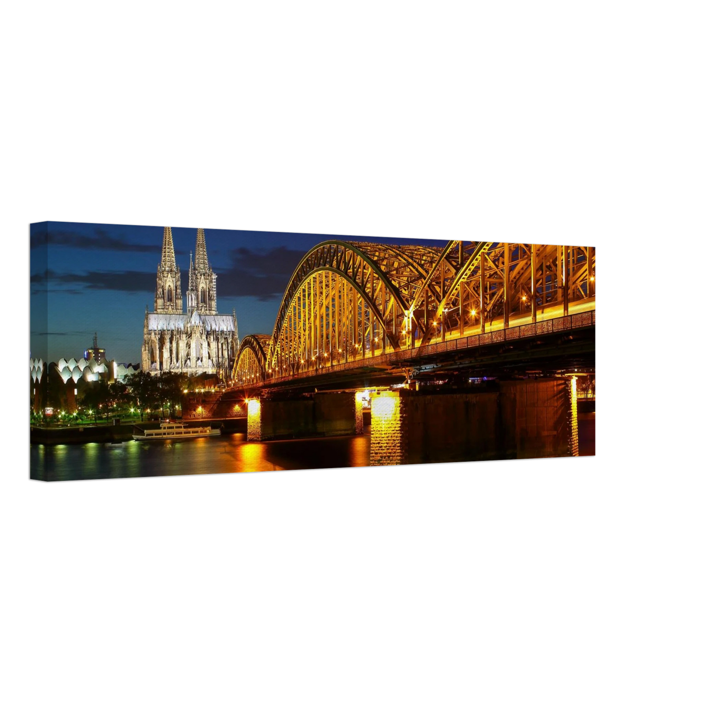 Wandbild koelner dom hohenzollernbruecke bei nacht majestaetisches stadtnachtlicht in verschiedenen groessen