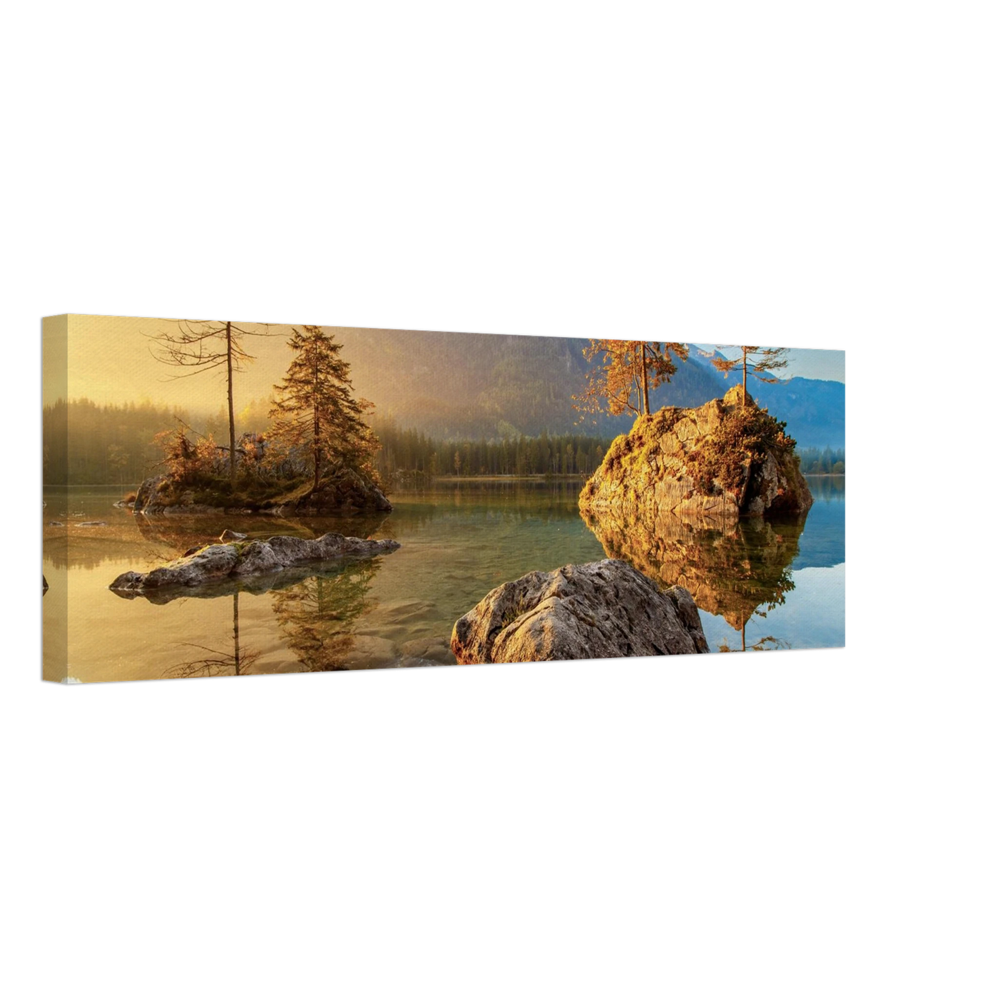 Wandbild majestaetischer sonnenaufgang am gebirgssee beruhigende naturlandschaft in ihrer wunschgroesse
