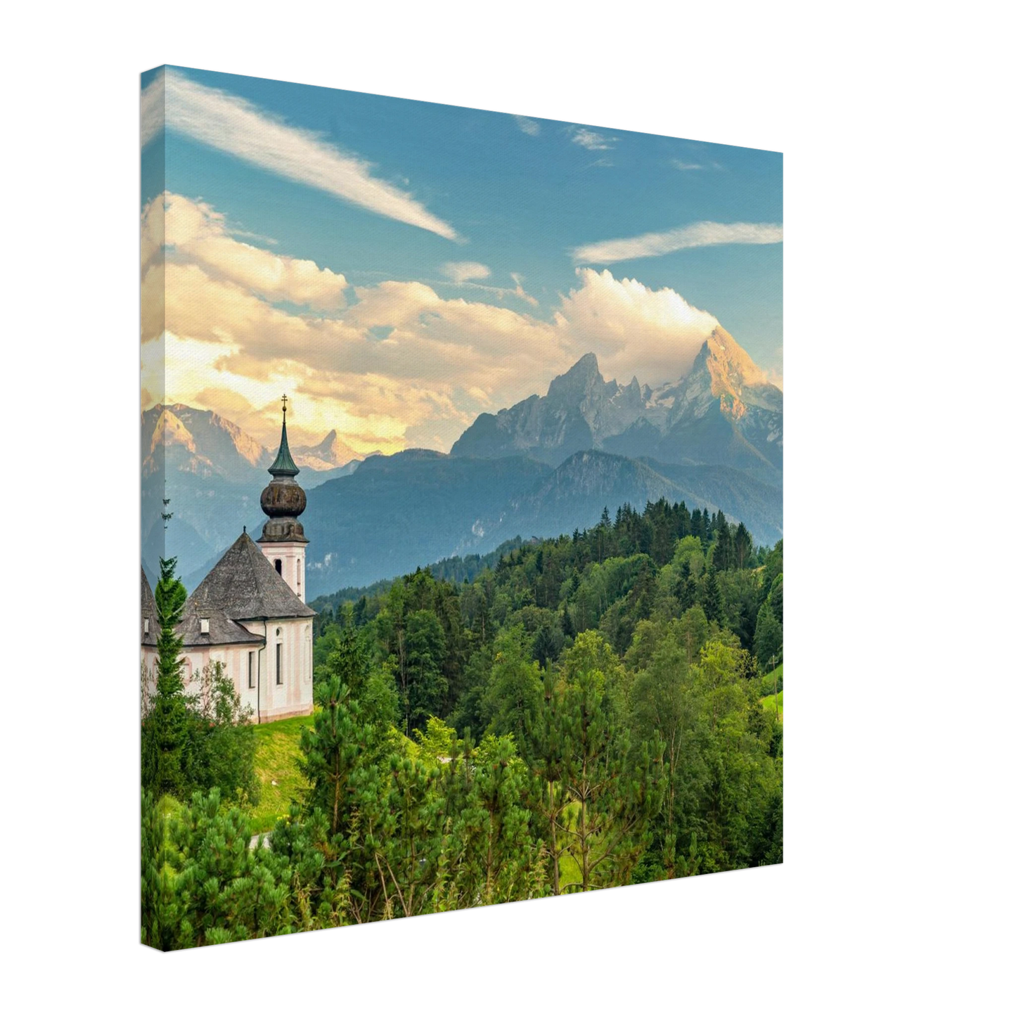 Wandbild malerische alpenkirche vor majestaetischer bergkulisse ein atemberaubendes stueck naturkunst