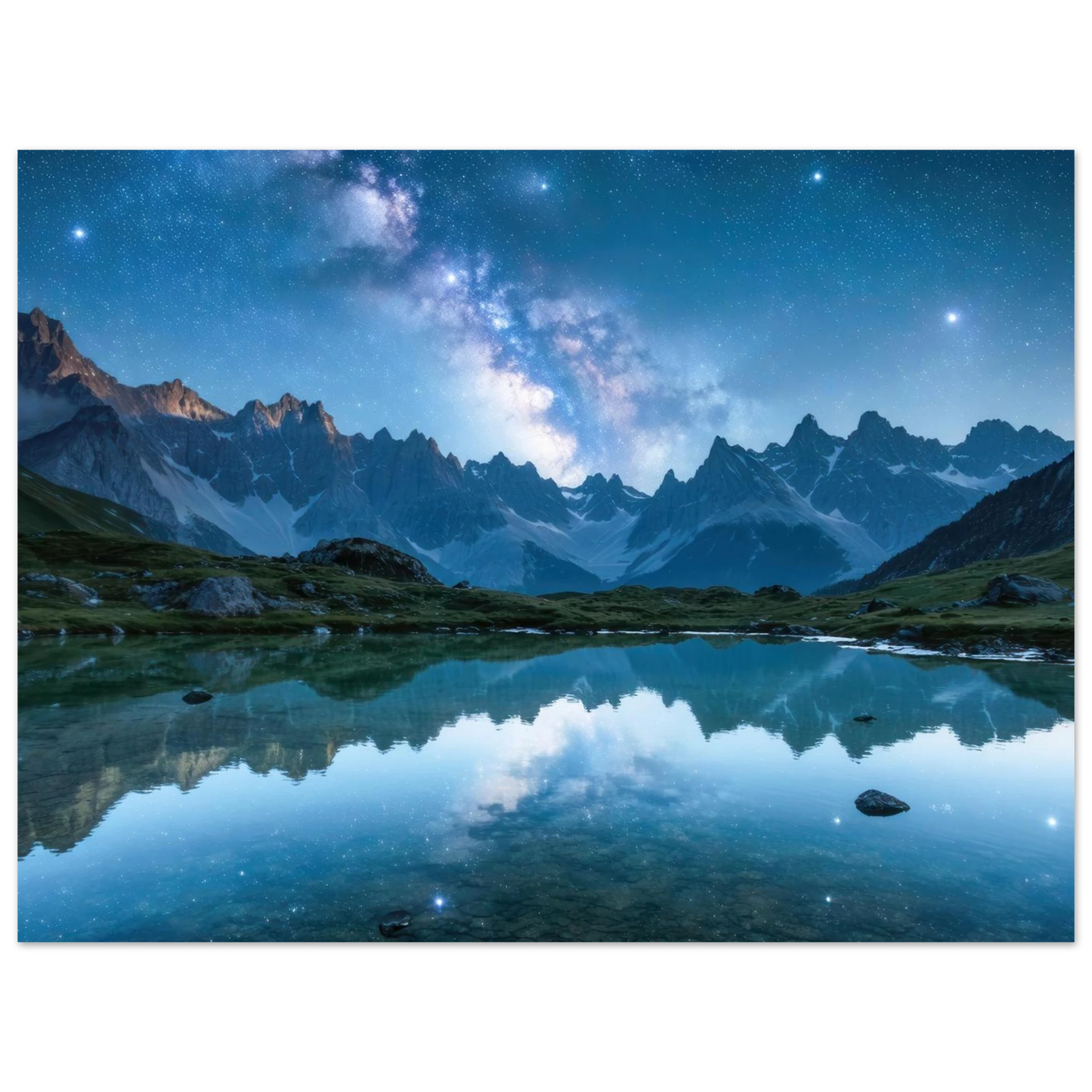 Wandbild himmlische bergspiegelung majestic milky way reflected in alpine lake your choice of sizes