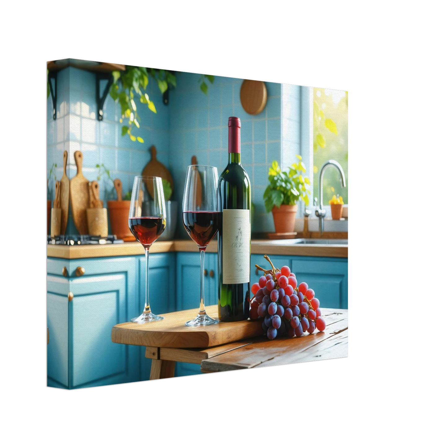 Wandbild weinabend idylle lebendige kueche mit wein trauben fuer ihre traumgroesse