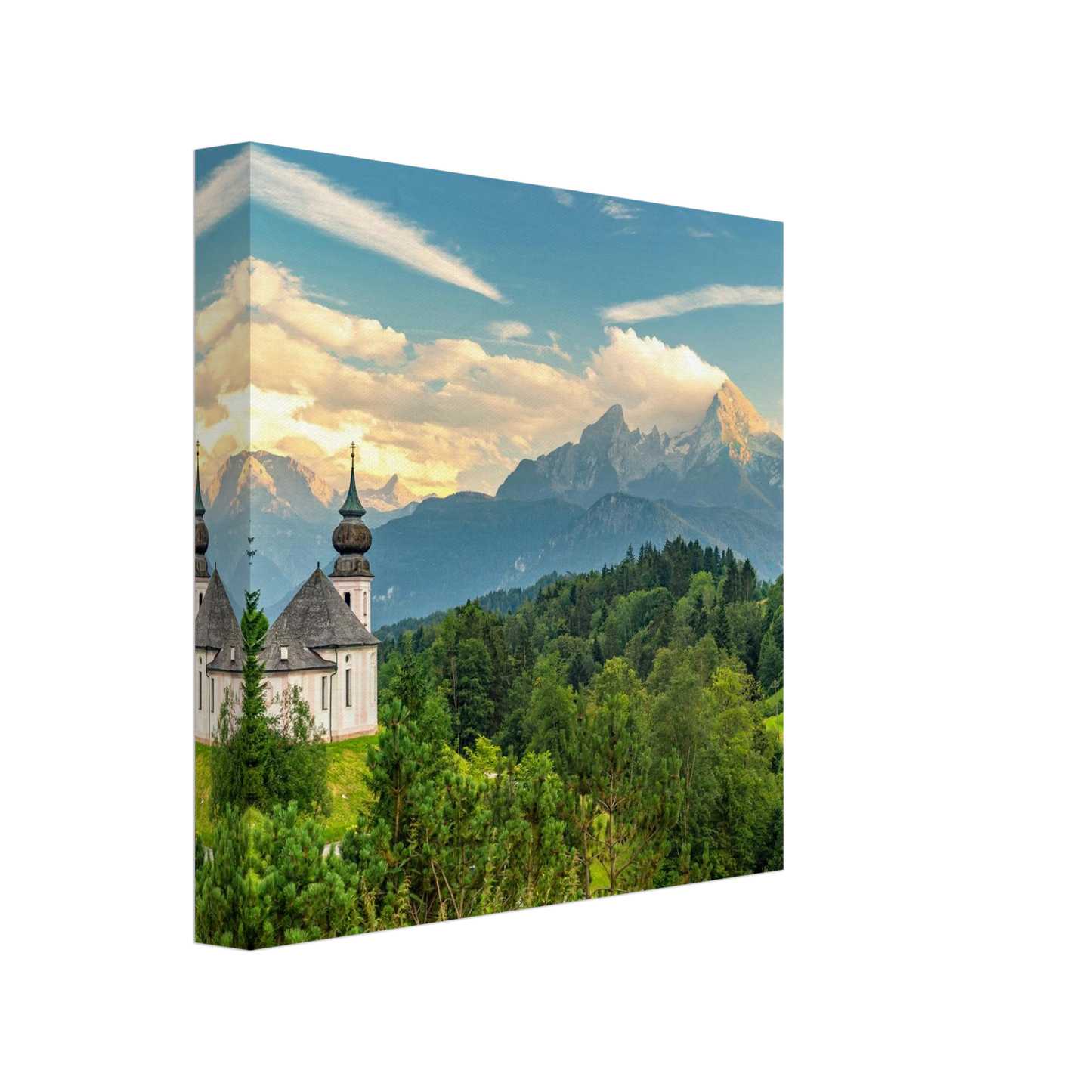 Wandbild malerische alpenkirche vor majestaetischer bergkulisse ein atemberaubendes stueck naturkunst