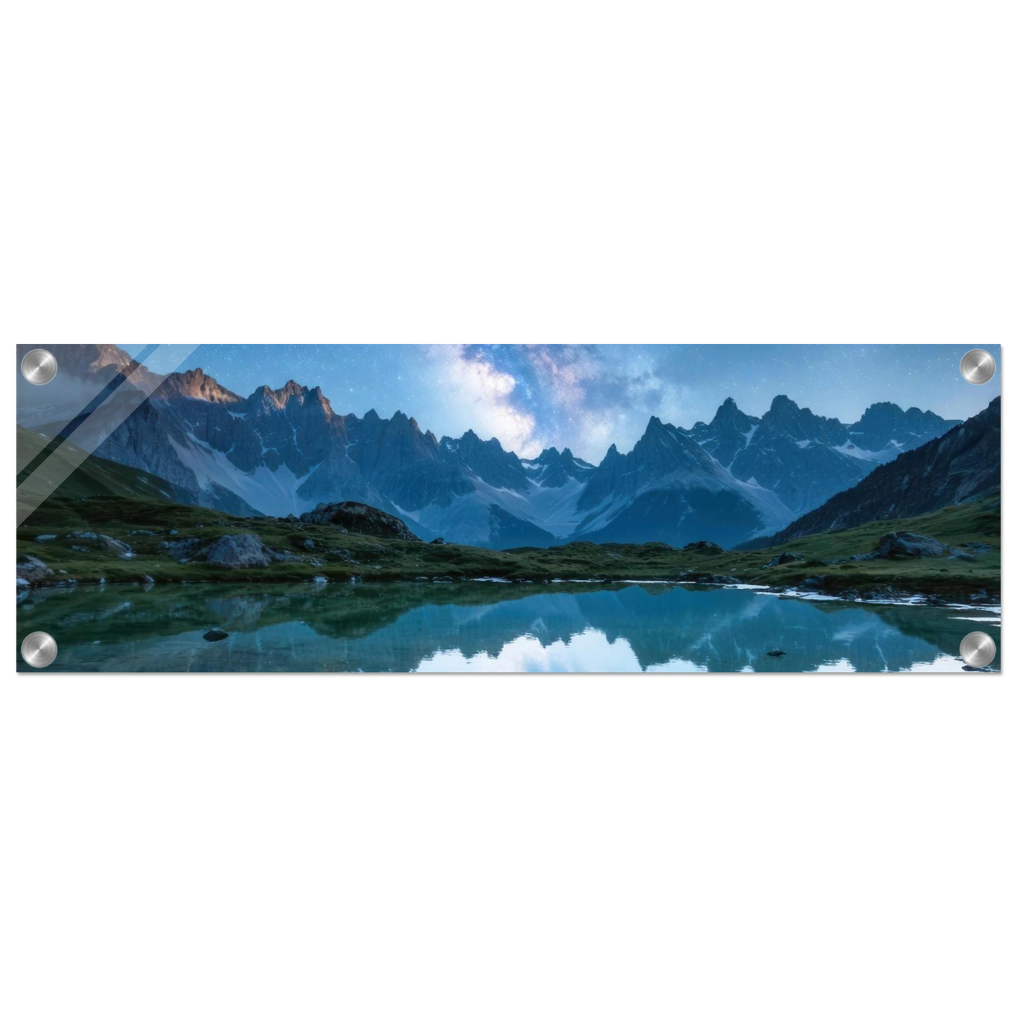 Wandbild himmlische bergspiegelung majestic milky way reflected in alpine lake your choice of sizes