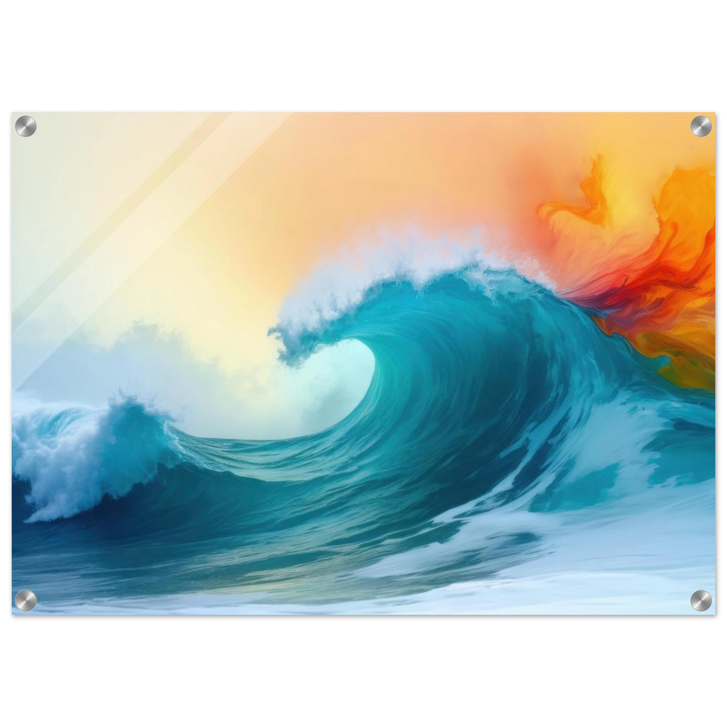 Wandbild kraftvolle welle farbenfrohes ozean kunstwerk in verschiedenen groessen
