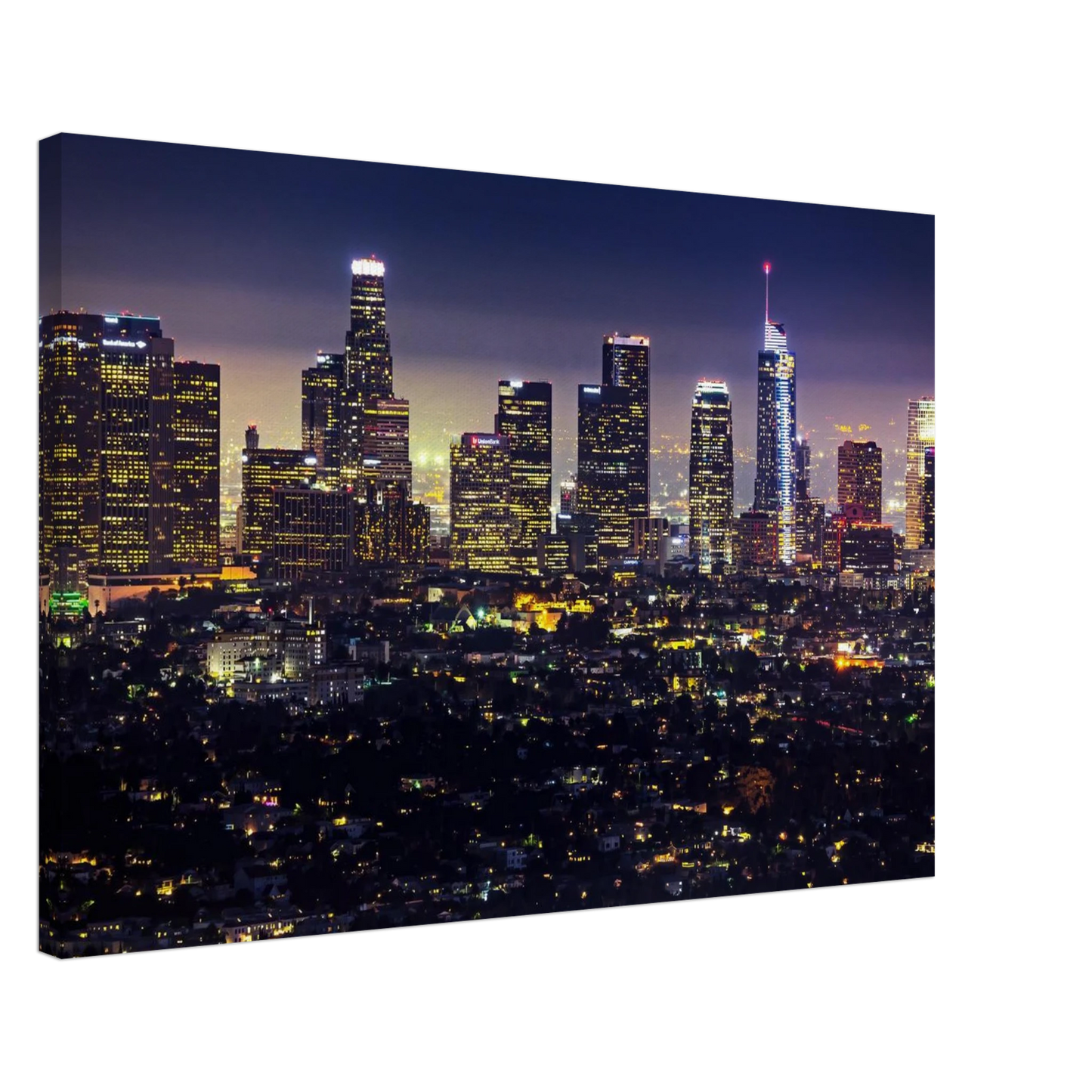 Wandbild funkelnde skyline bei nacht city lights kunstdruck in vielen groessen