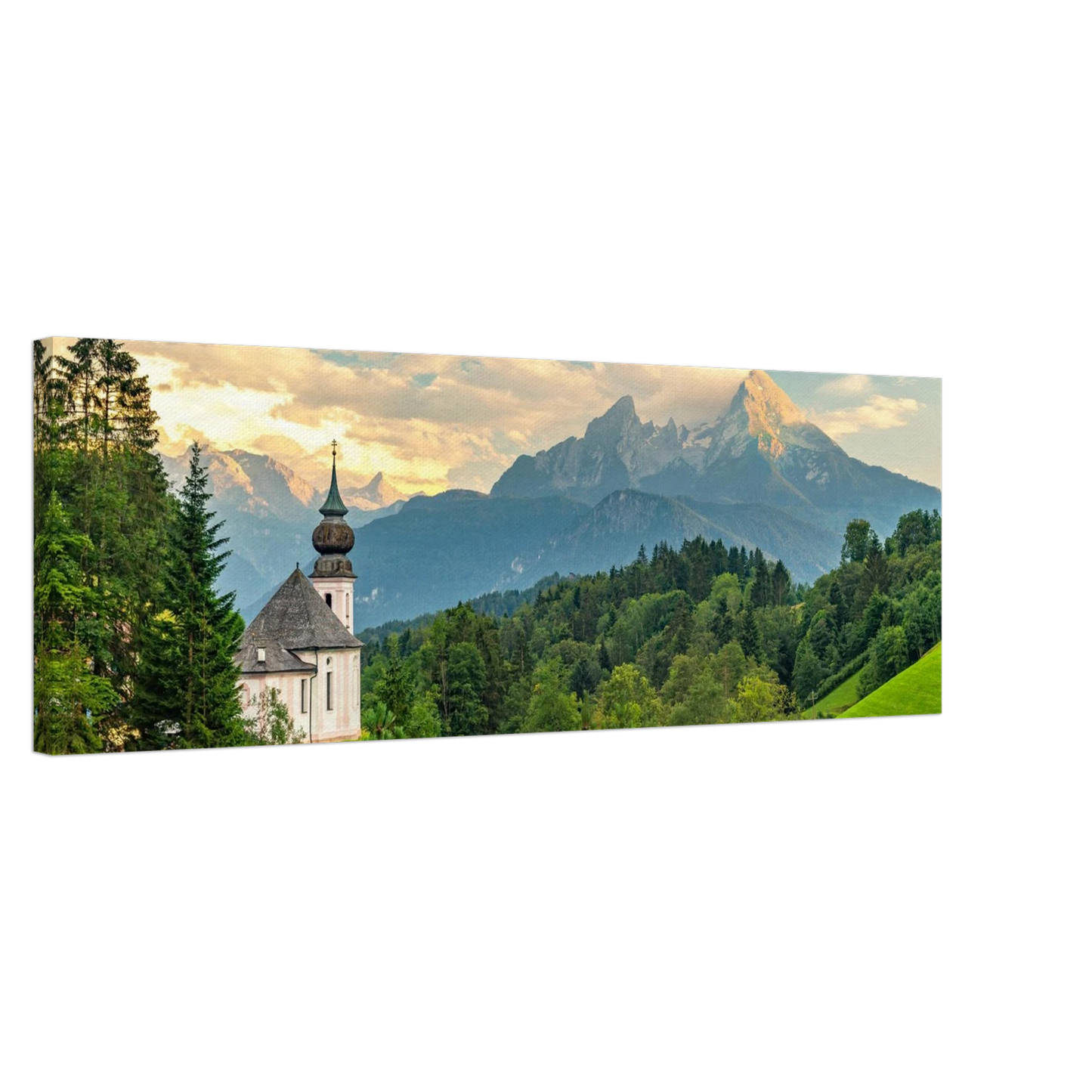 Wandbild malerische alpenkirche vor majestaetischer bergkulisse ein atemberaubendes stueck naturkunst