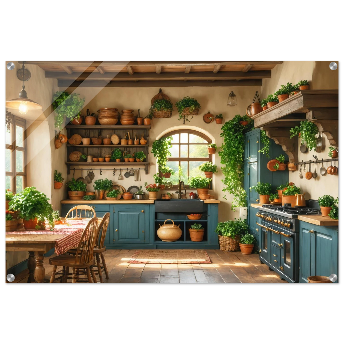 Wandbild rustikale kuechenidylle sonniges landhaus flair fuer ihr zuhause