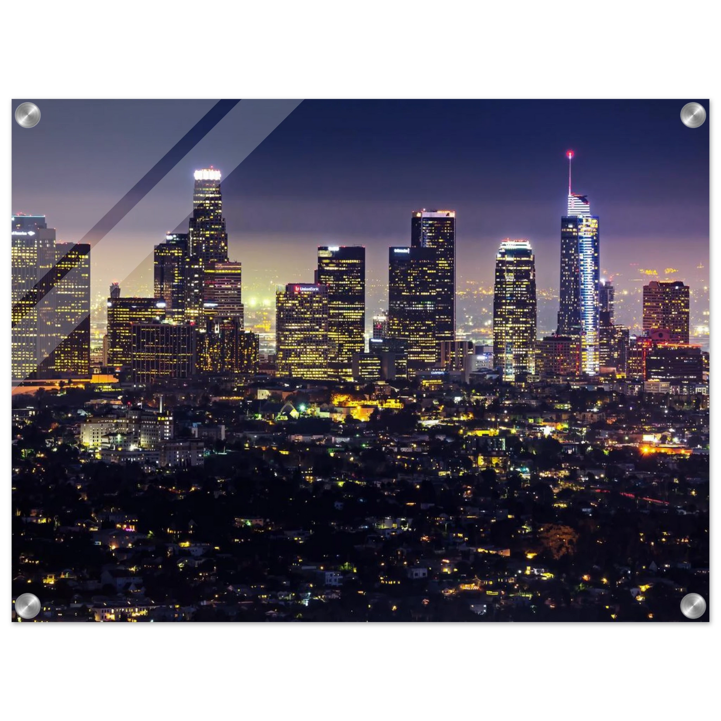 Wandbild funkelnde skyline bei nacht city lights kunstdruck in vielen groessen