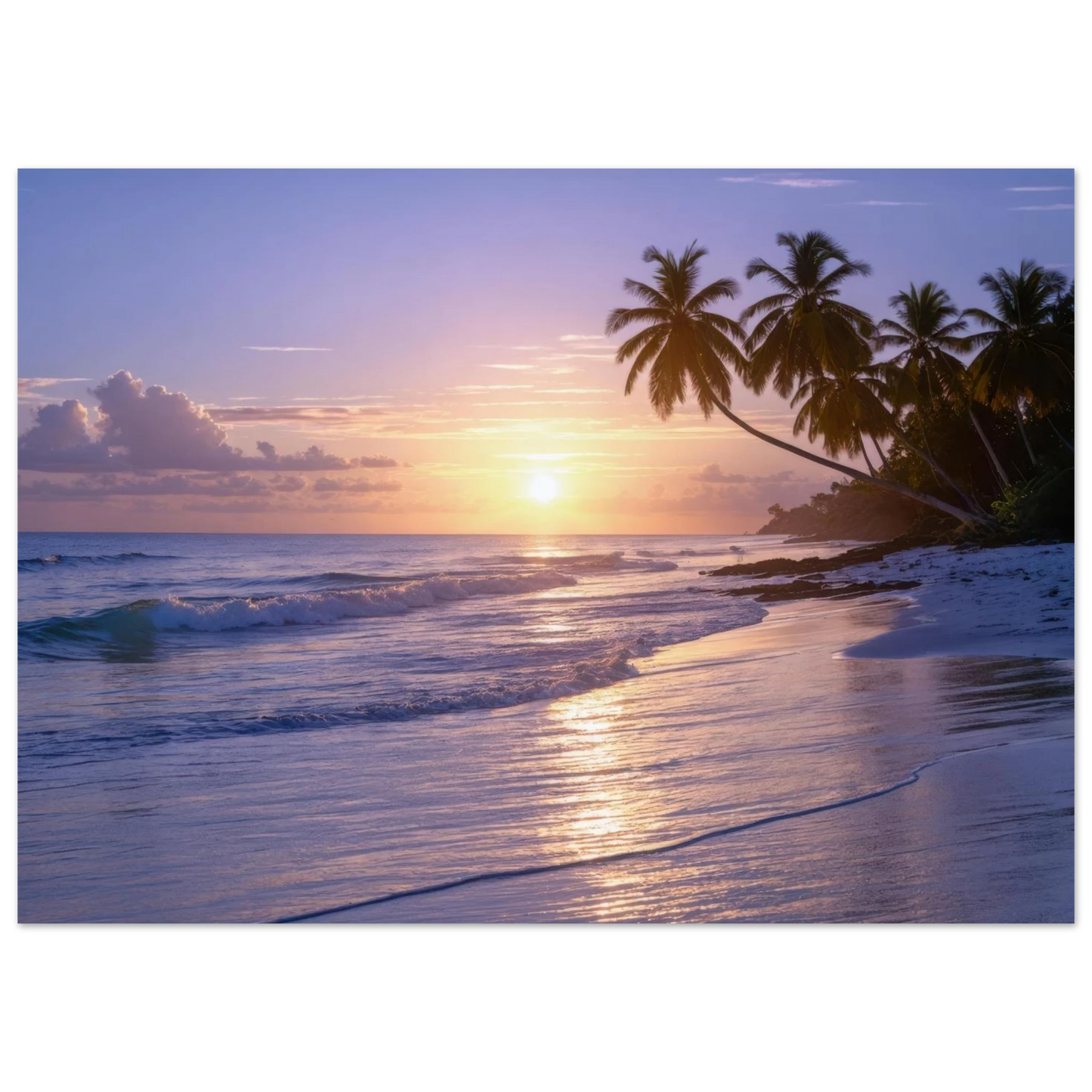 Wandbild karibischer traumstrand magischer sonnenuntergang