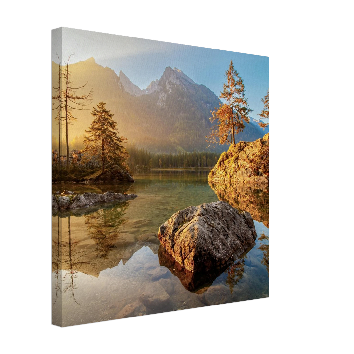 Wandbild majestaetischer sonnenaufgang am gebirgssee beruhigende naturlandschaft in ihrer wunschgroesse