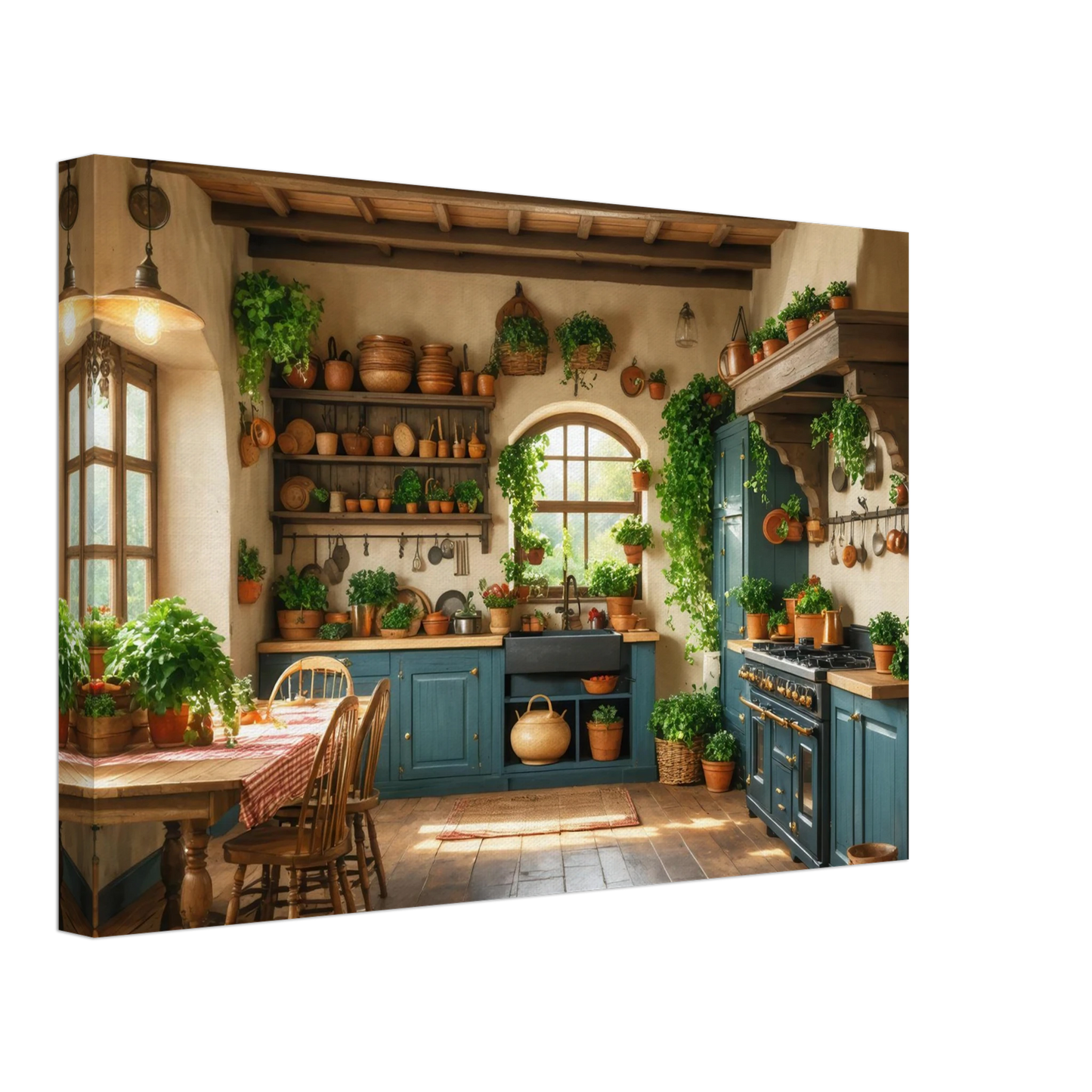 Wandbild rustikale kuechenidylle sonniges landhaus flair fuer ihr zuhause
