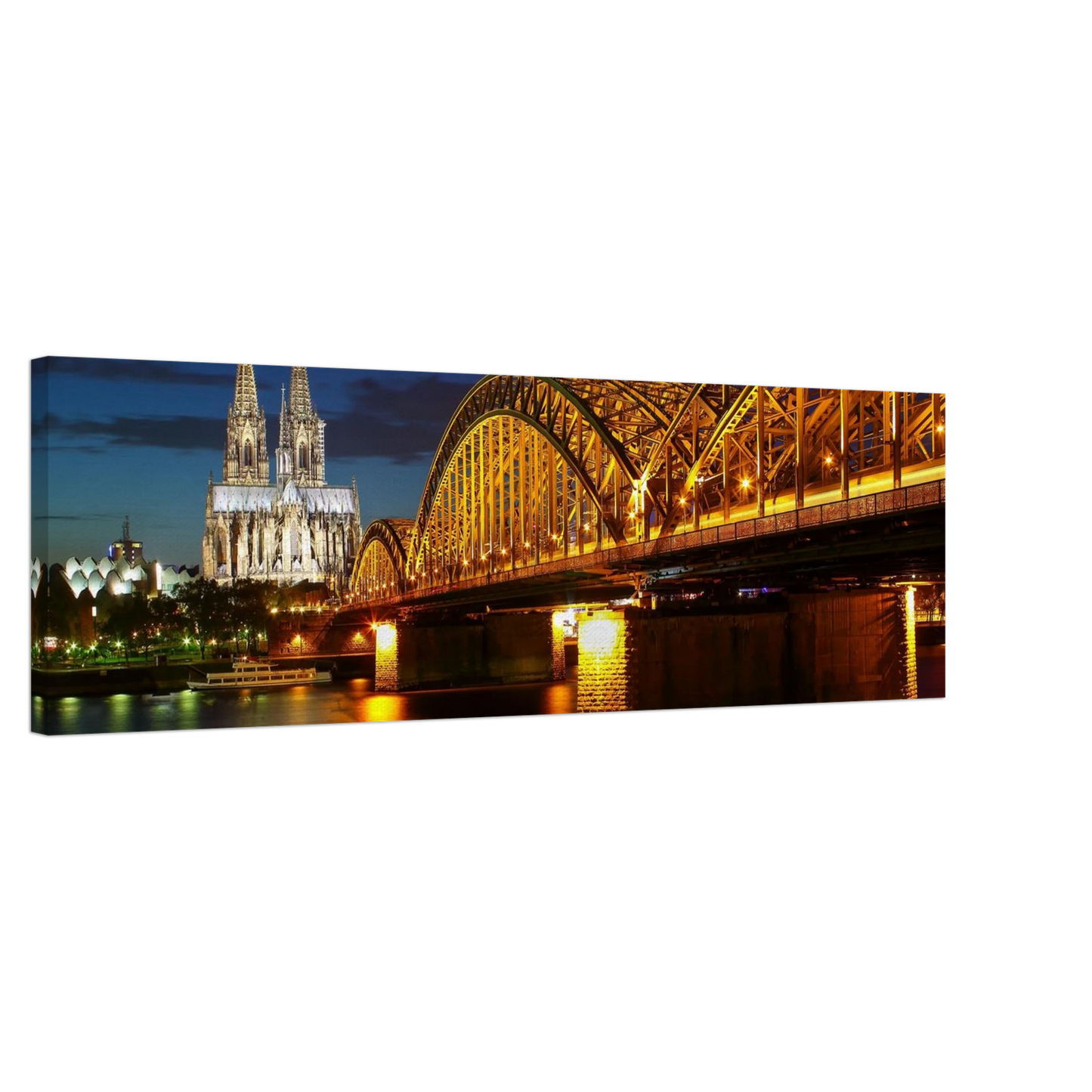 Wandbild koelner dom hohenzollernbruecke bei nacht majestaetisches stadtnachtlicht in verschiedenen groessen