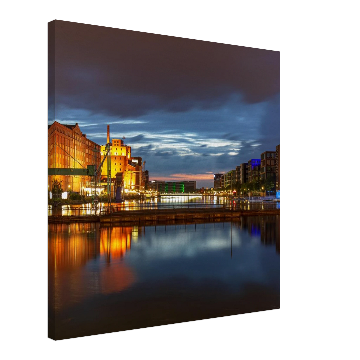 Wandbild industrieller charme bei sonnenuntergang lebendige stadtlandschaft im grossformat