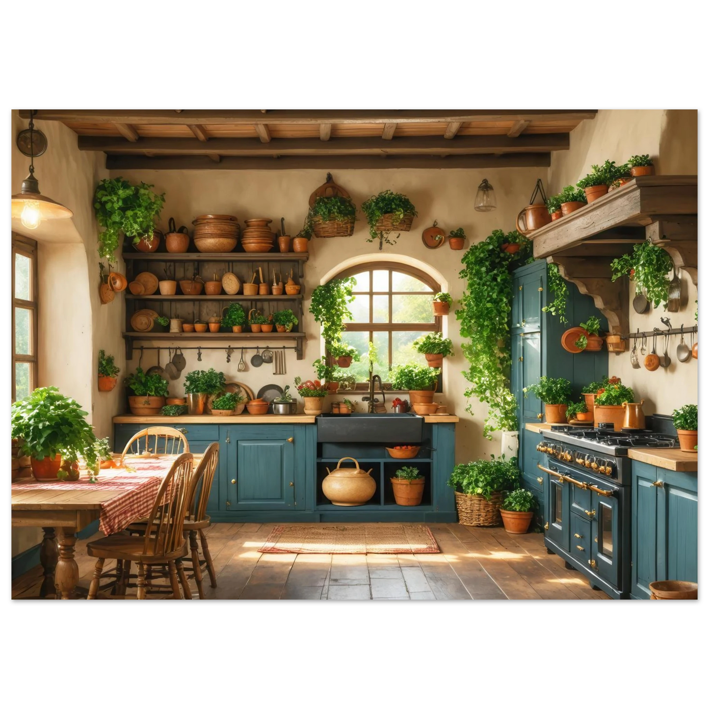 Wandbild rustikale kuechenidylle sonniges landhaus flair fuer ihr zuhause