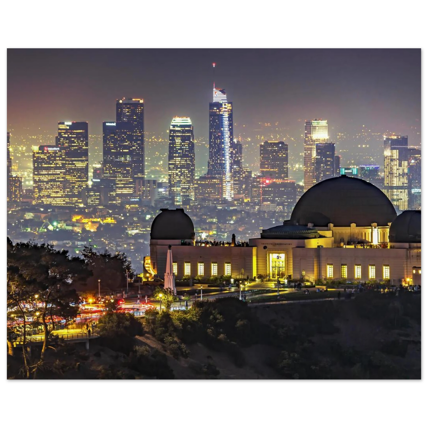 Wandbild los angeles nachthimmel griffith observatorium mit stadtpanorama erlebe das leuchten der stadt