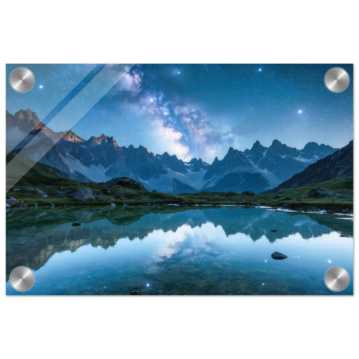 Wandbild himmlische bergspiegelung majestic milky way reflected in alpine lake your choice of sizes