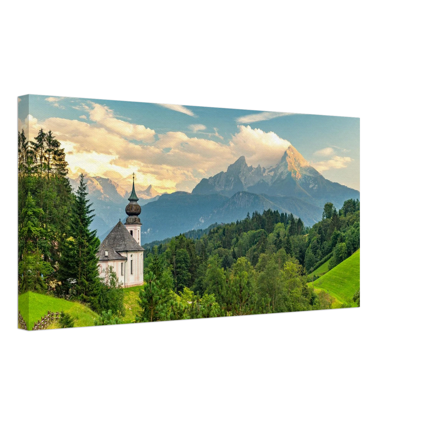 Wandbild malerische alpenkirche vor majestaetischer bergkulisse ein atemberaubendes stueck naturkunst