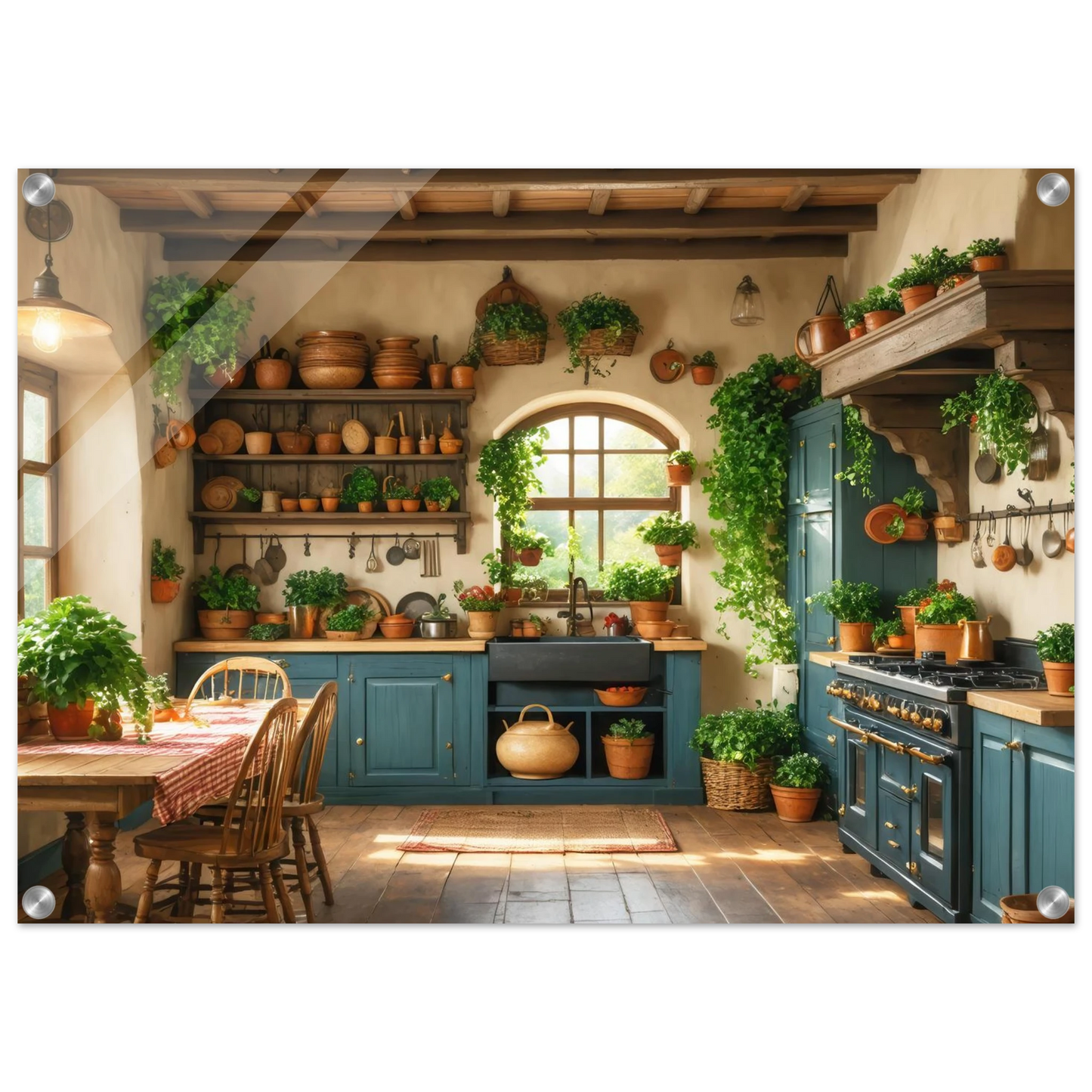 Wandbild rustikale kuechenidylle sonniges landhaus flair fuer ihr zuhause