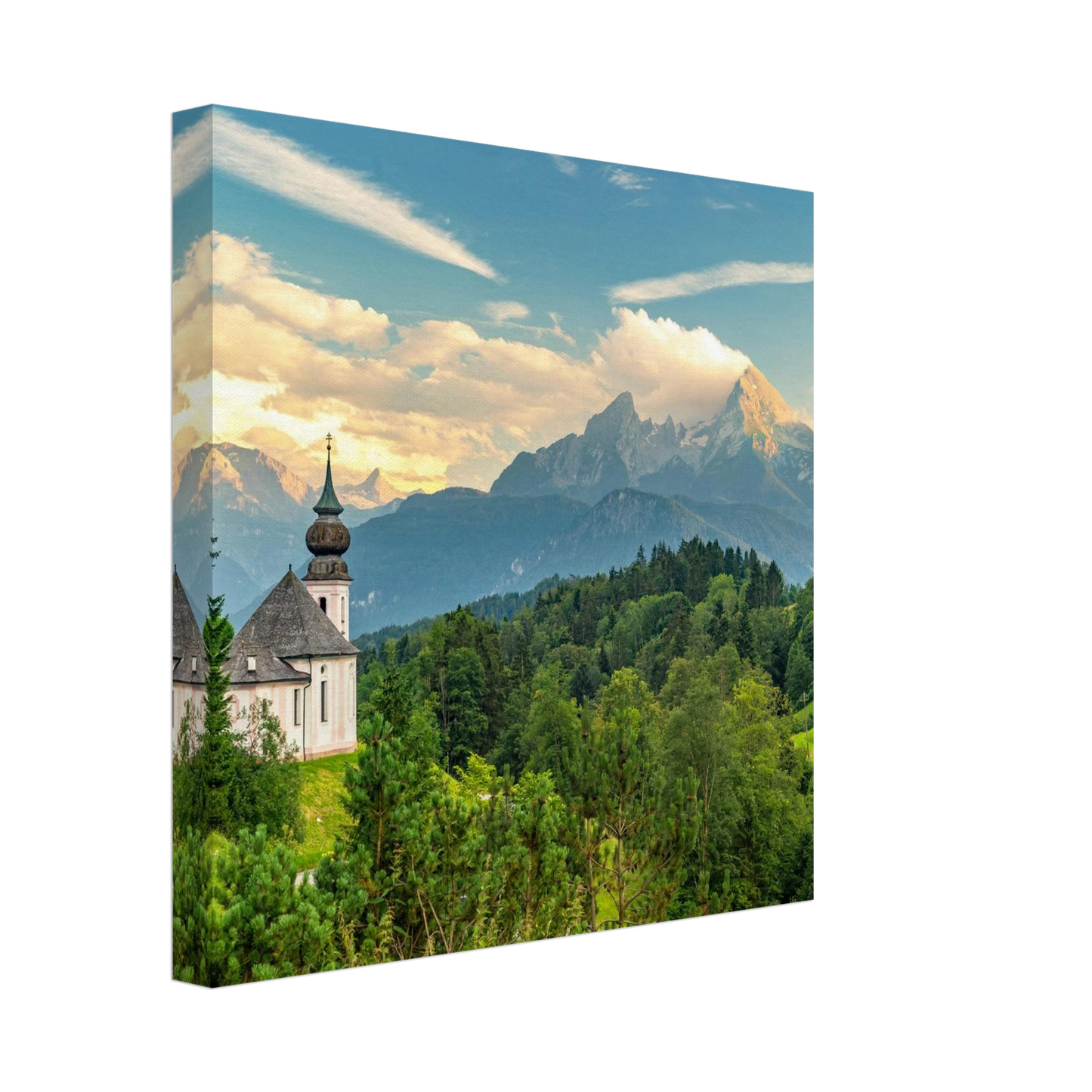 Wandbild malerische alpenkirche vor majestaetischer bergkulisse ein atemberaubendes stueck naturkunst