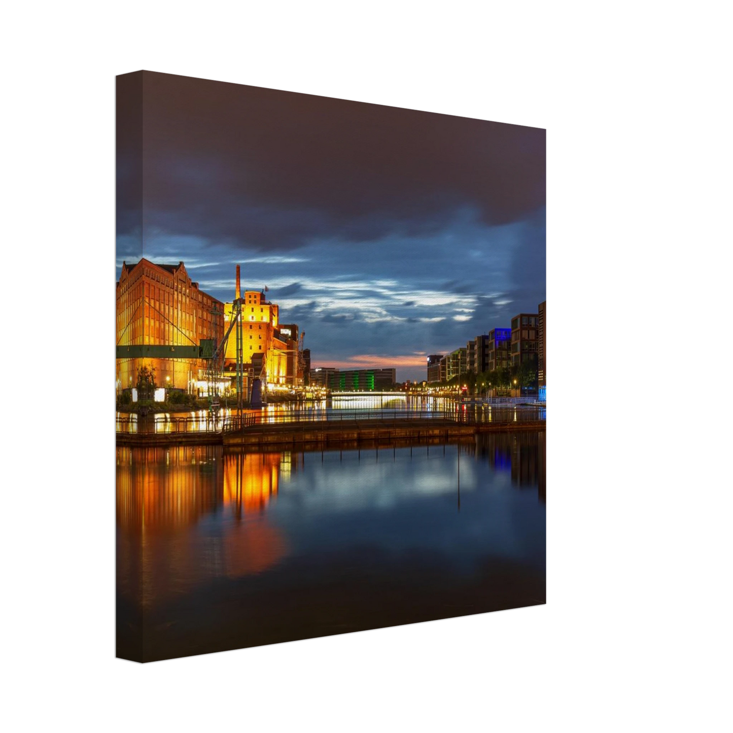 Wandbild industrieller charme bei sonnenuntergang lebendige stadtlandschaft im grossformat