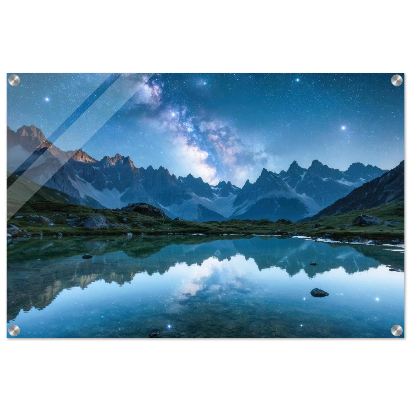 Wandbild himmlische bergspiegelung majestic milky way reflected in alpine lake your choice of sizes