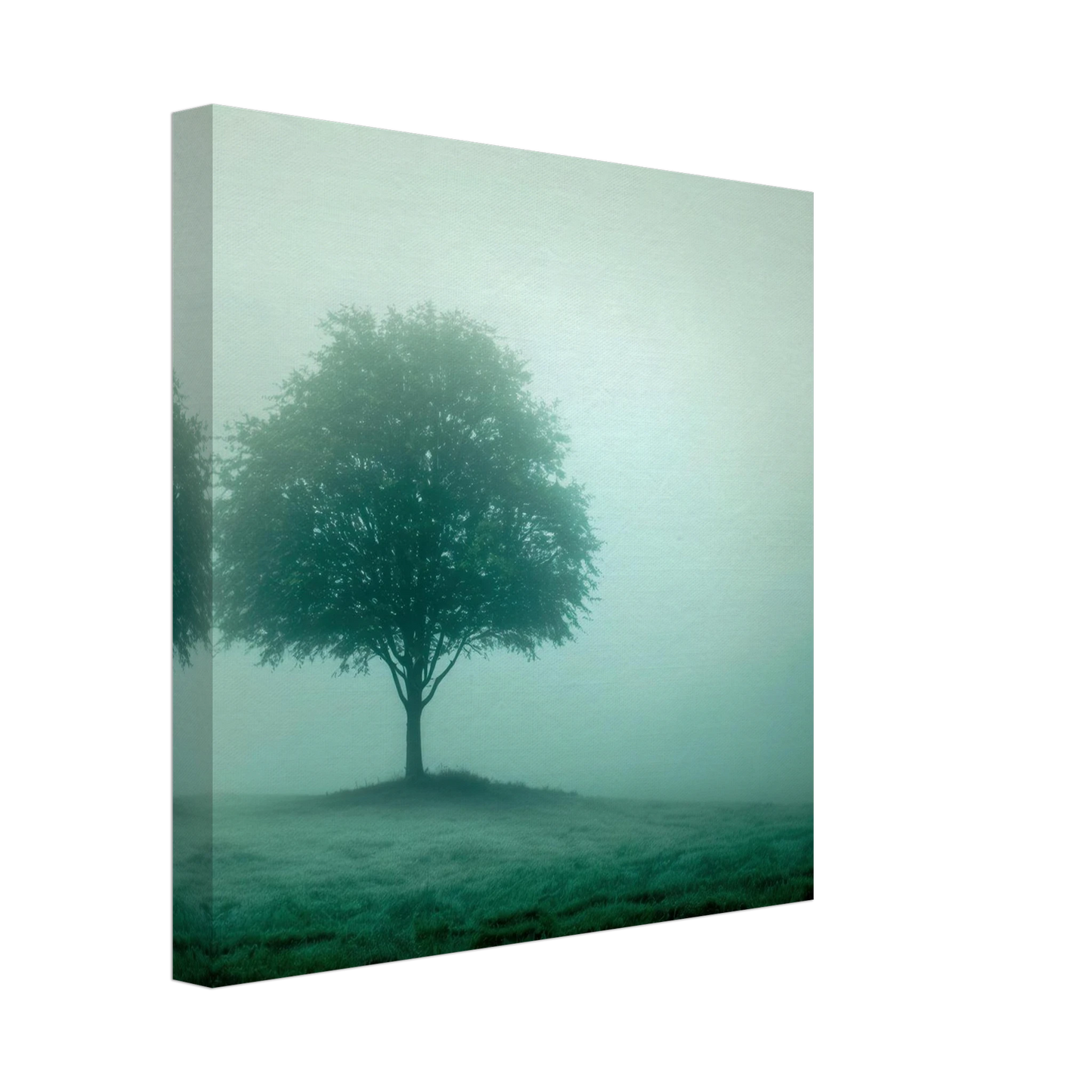 Wandbild mystischer baum im nebel ruhe und gruentoene fuer dein zuhause