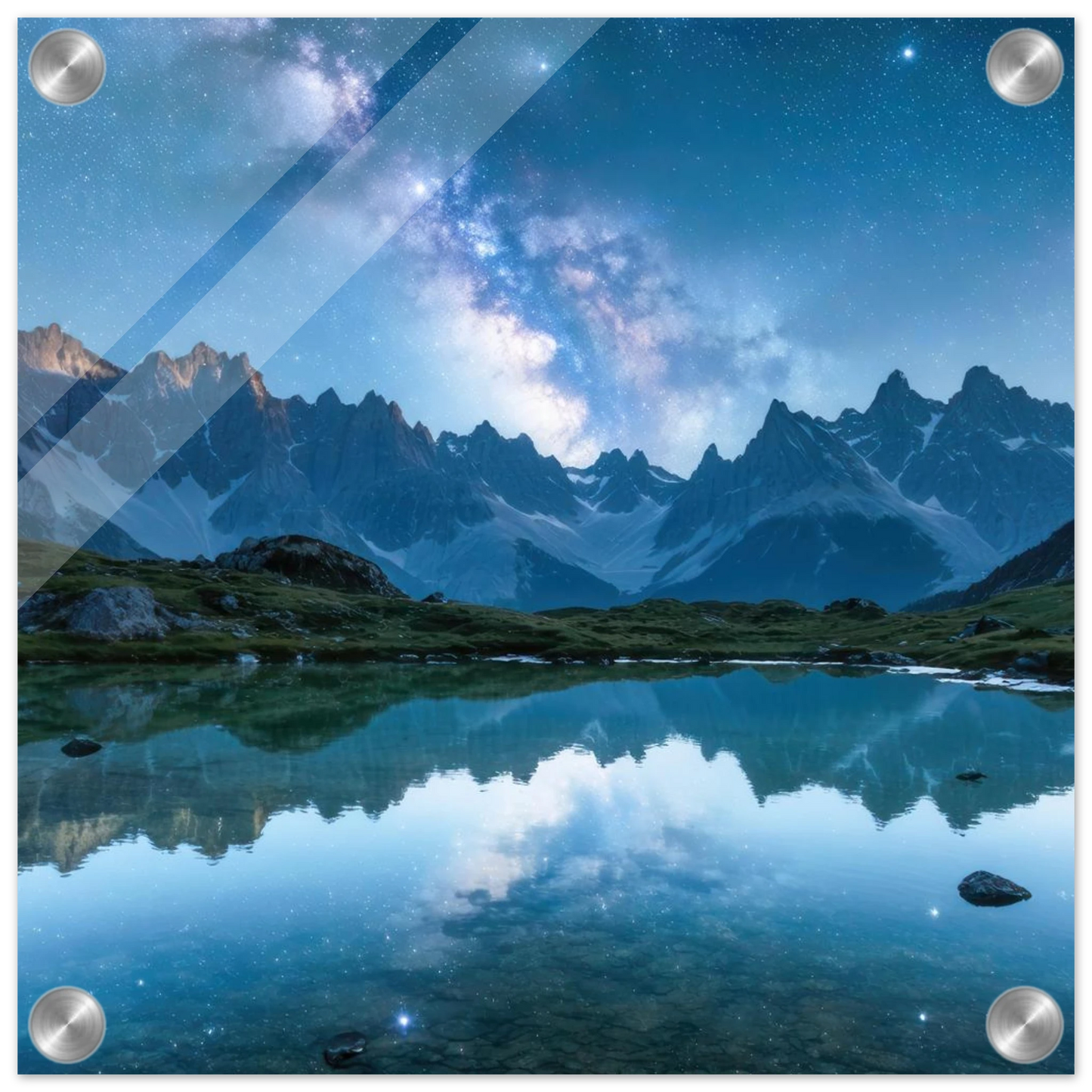 Wandbild himmlische bergspiegelung majestic milky way reflected in alpine lake your choice of sizes