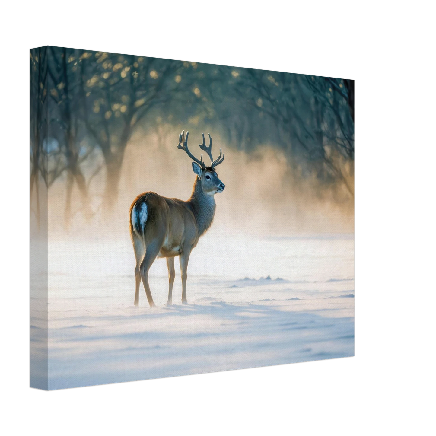 Wandbild majestaetischer hirsch im winterwunderland verwandeln sie ihr zuhause in eine ruhige landschaft