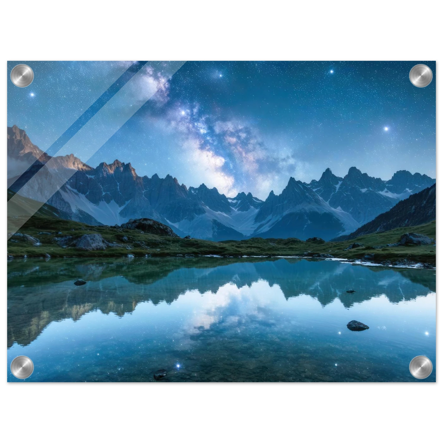 Wandbild himmlische bergspiegelung majestic milky way reflected in alpine lake your choice of sizes