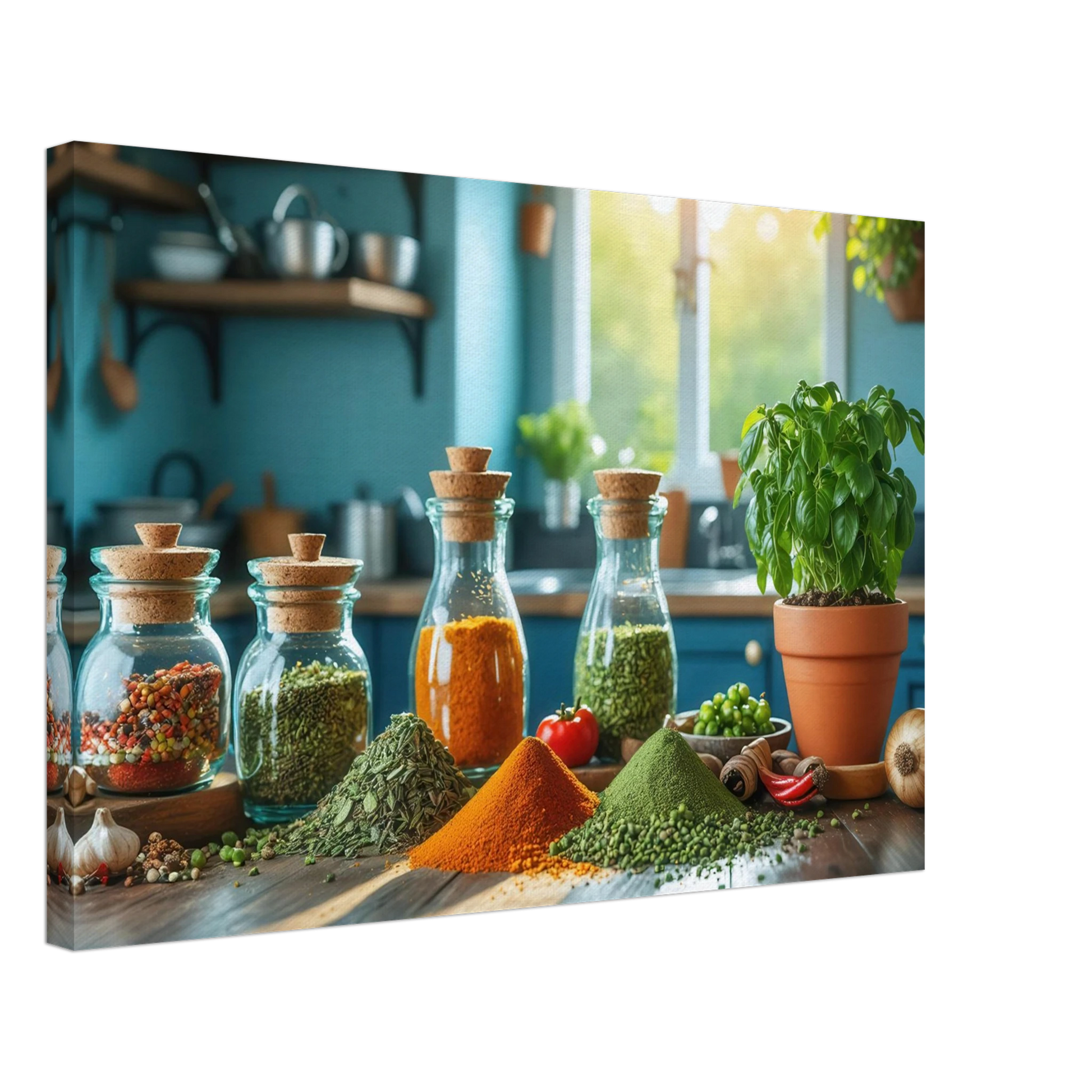 Wandbild lebendige kuechenkraeuter und gewuerze frische wuerze fuer ihr zuhause