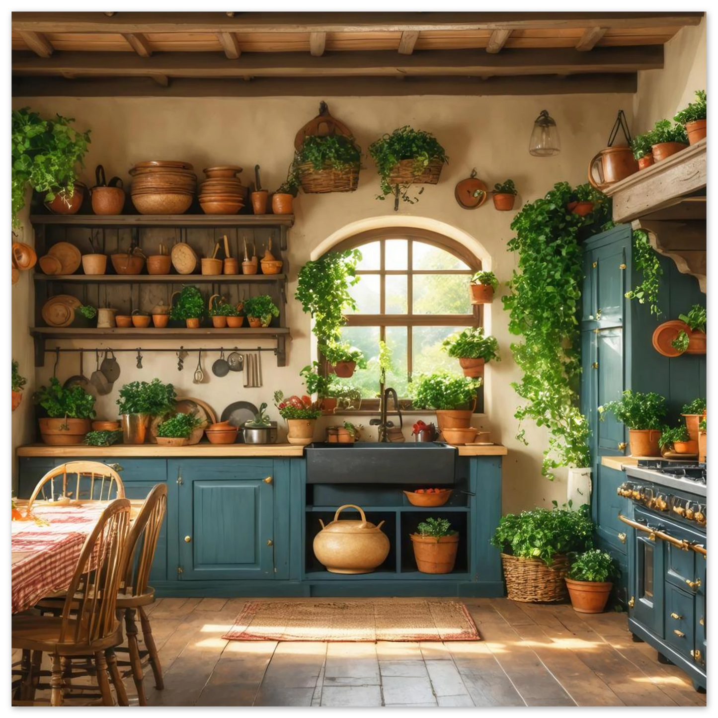 Wandbild rustikale kuechenidylle sonniges landhaus flair fuer ihr zuhause