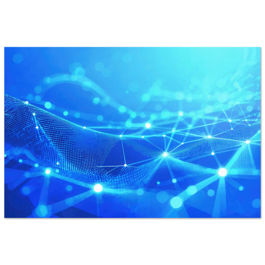 Wandbild deep blue connected world abstraktes cyberpunk netzwerk fuer moderne raeume in vielen groessen